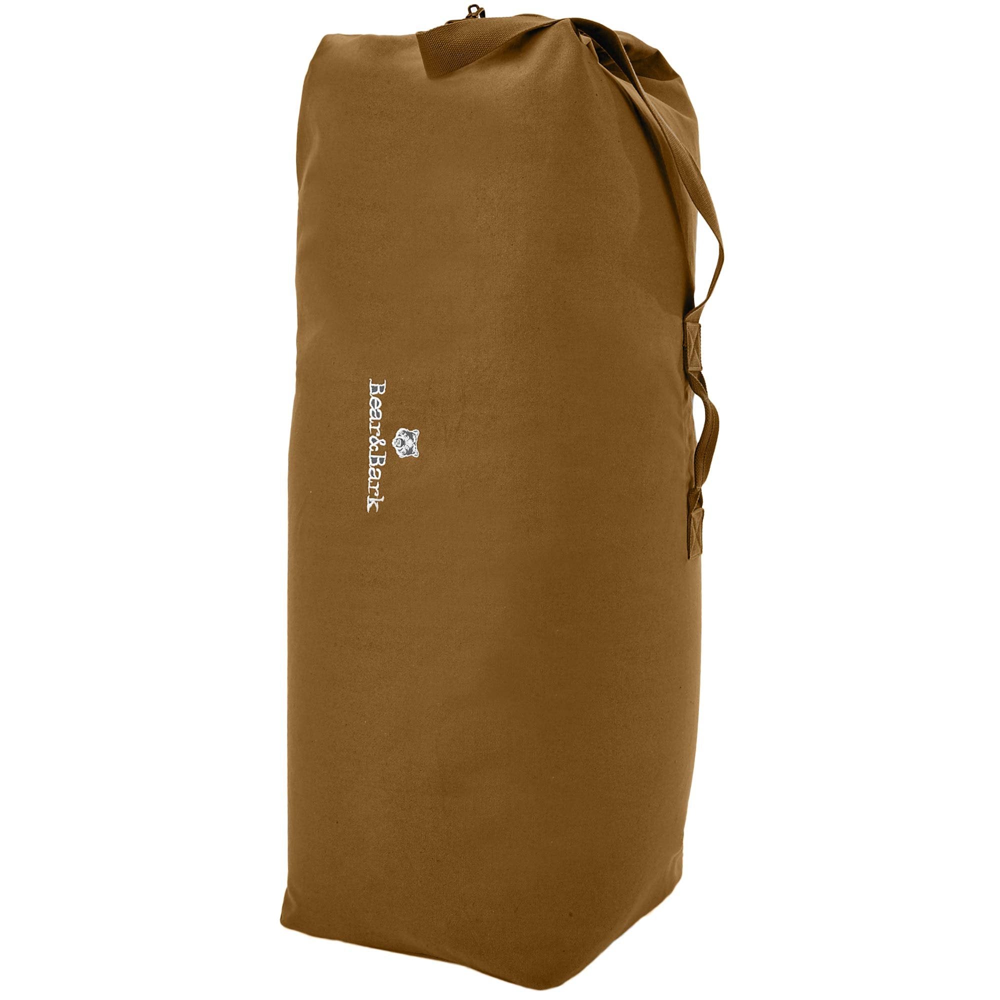 X-Large Bear&Bark Desert Brown Duffle Bag - 48x30 - 177L - Military Style Carryall for Men/Women - Travel, Backpacking, Storage"
