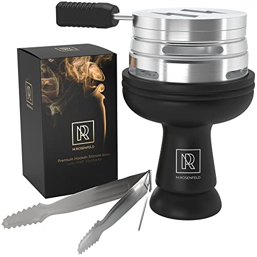 Premium Silicone Hookah Bowl Set - Phunnel Bowl, Hookah Tongs, Heat Management, Charcoal Holder & Cover - Black (1 Pack, Size 1)