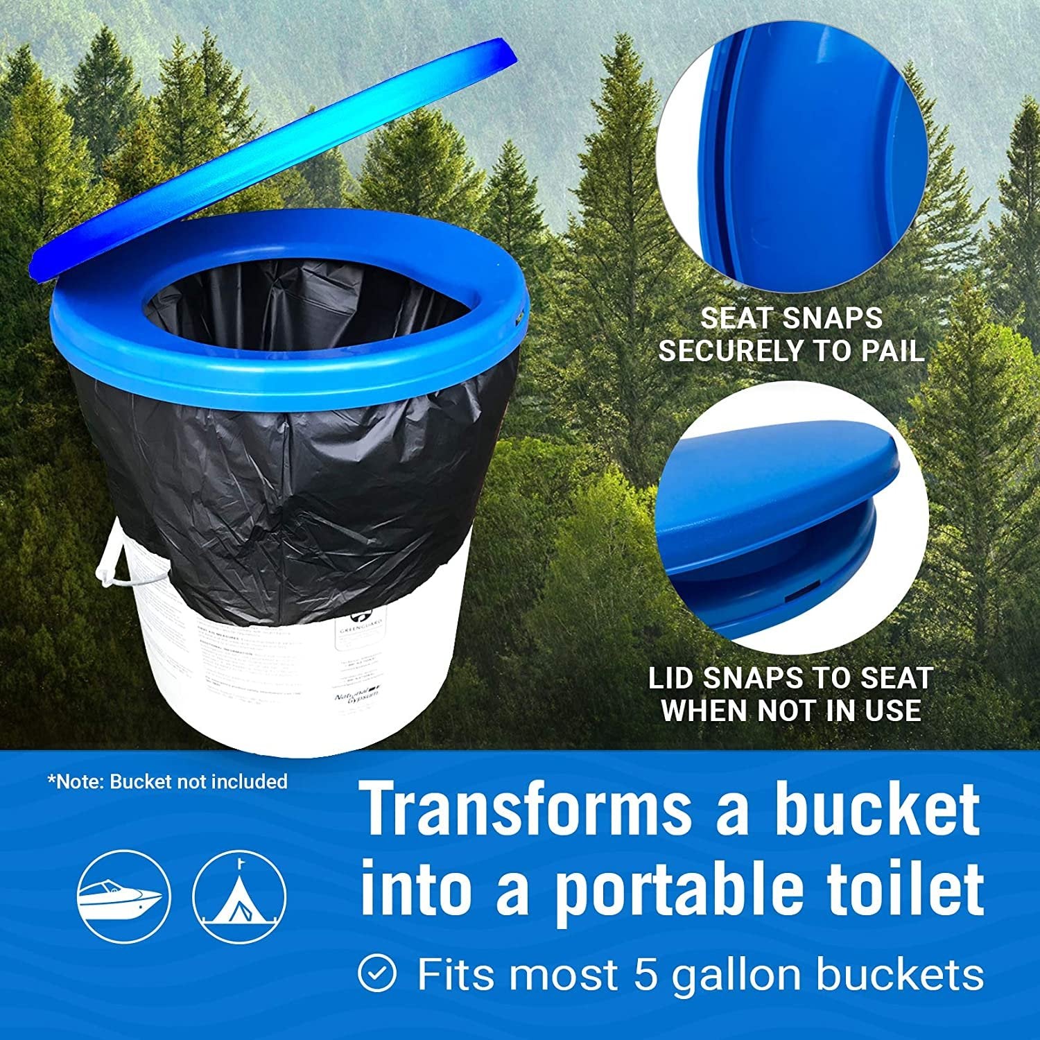 Portable Toilet for Camping Toilet Bucket Toilet Seat Set with Lid for Boating Outdoor Camp Travel Boat - Kit Potty Waste Bags and Case Cover - 5 Gal & 8 Gallon Buckets Emergency Bathroom for Adults