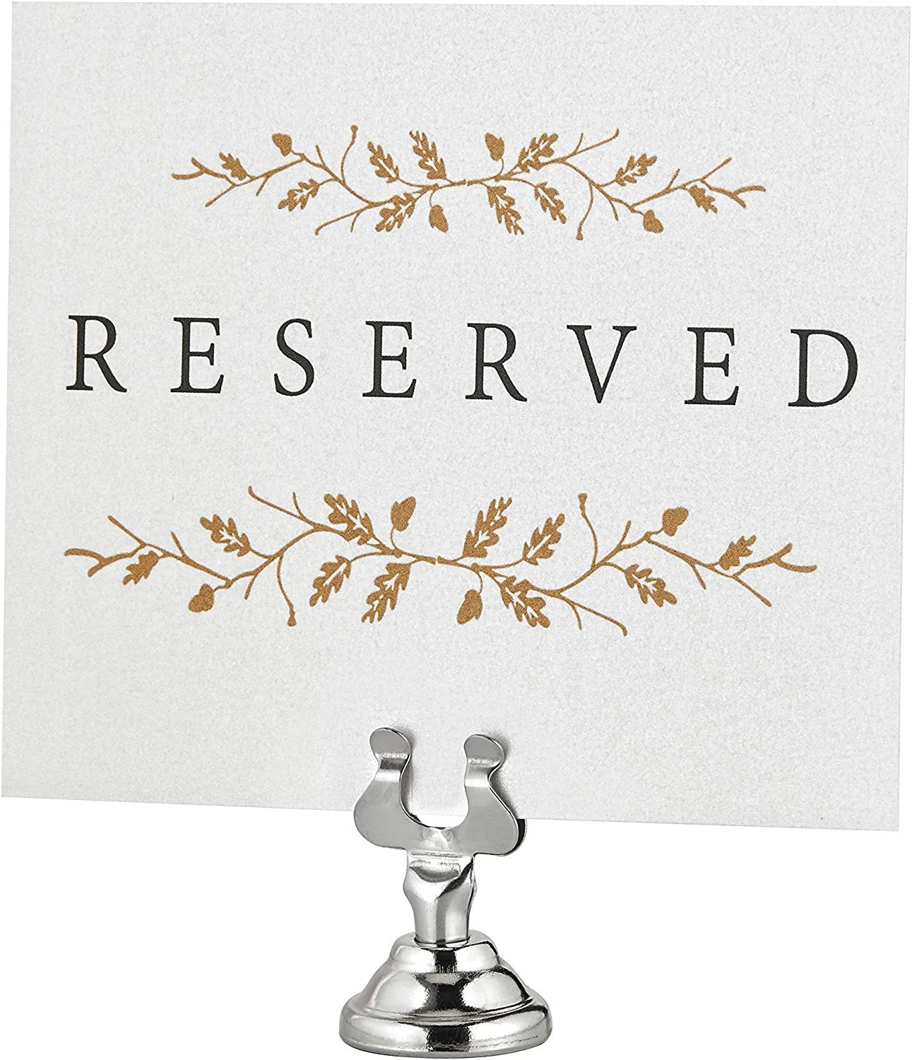 Alpine Industries Place Card Holder - Harp Style Table Name Place Card Holder- Tabletop Number, Photo, and Menu Stand - Great for Restaurants, Weddings Banquets - Silver (Pack of 12)