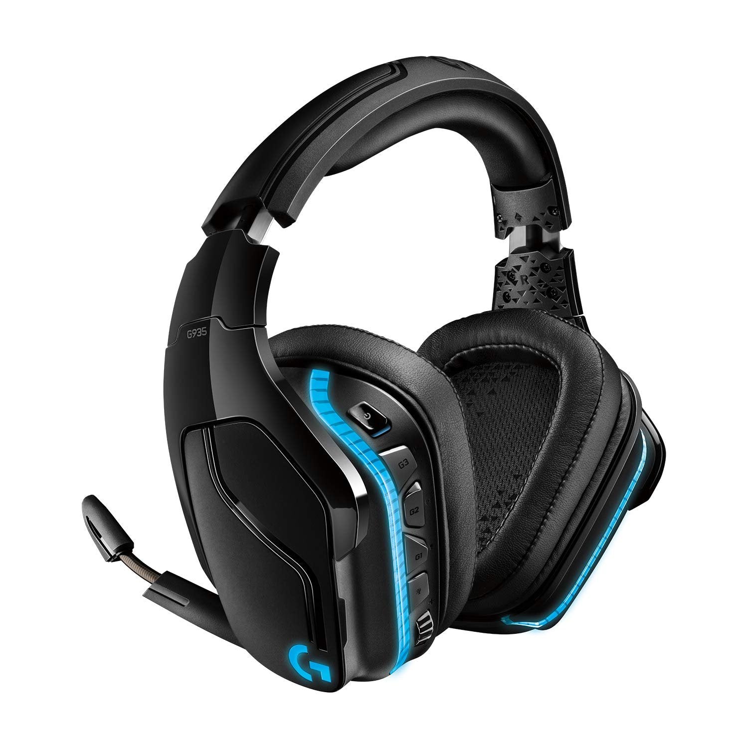 Logitech G935 Wireless Gaming Headset - Black/Blue - DTS:X 7.1 Surround Sound - LIGHTSYNC RGB - One Size