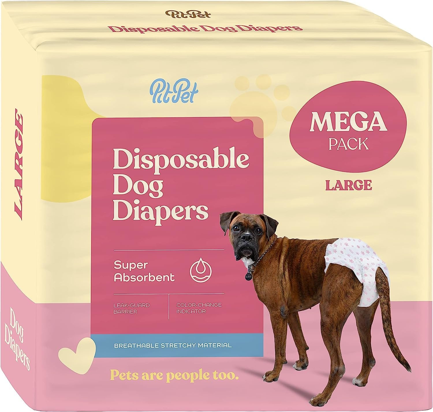 Comfortable Female Dog Diapers - 24-Pack Super Absorbent Disposable Doggie Diapers - FlashDry Gel Technology & Wetness Indicator - Leakproof Diapers for Dogs in Heat, Excitable Urination, Incontinence
