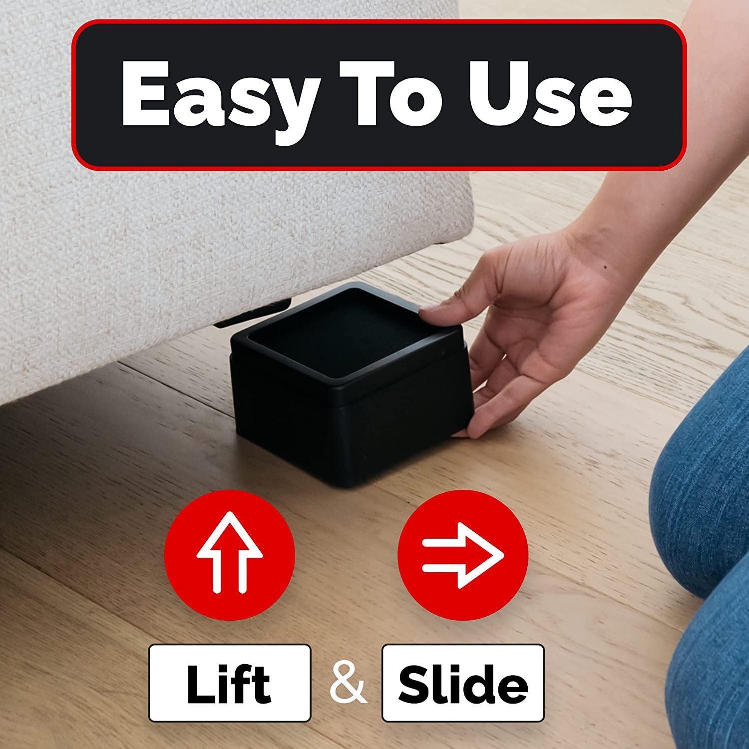 iPrimio Bed and Furniture Risers – Square Elevator up to 2” Per Riser and Lifts up to 10,000 LBs - Protect Floors and Surfaces – Durable ABS Plastic and Anti Slip Foam Grip – Stackable (8, White)