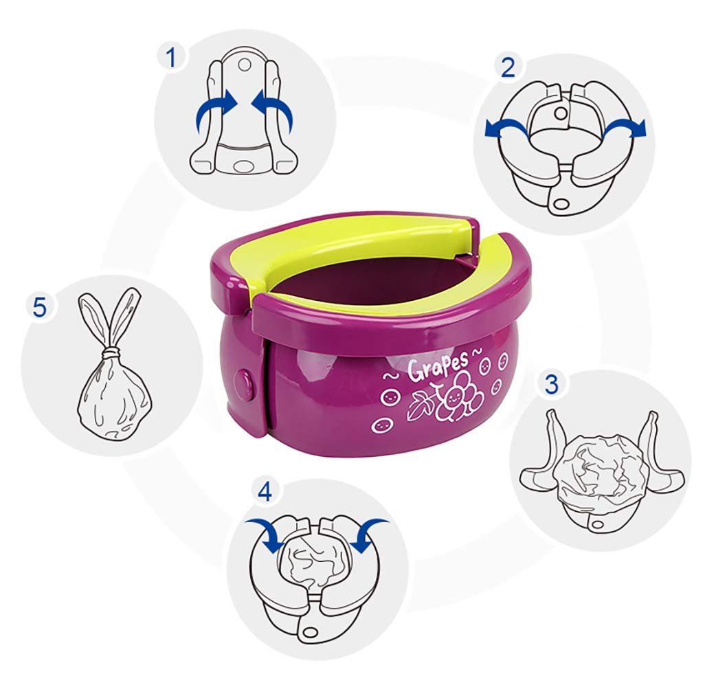 Tinukim Portable Potty 2-in-1 Travel Toilet Seat & Compact Potty Trainer for Baby, Toddlers & Kids with Splash Guard & Potty Liners