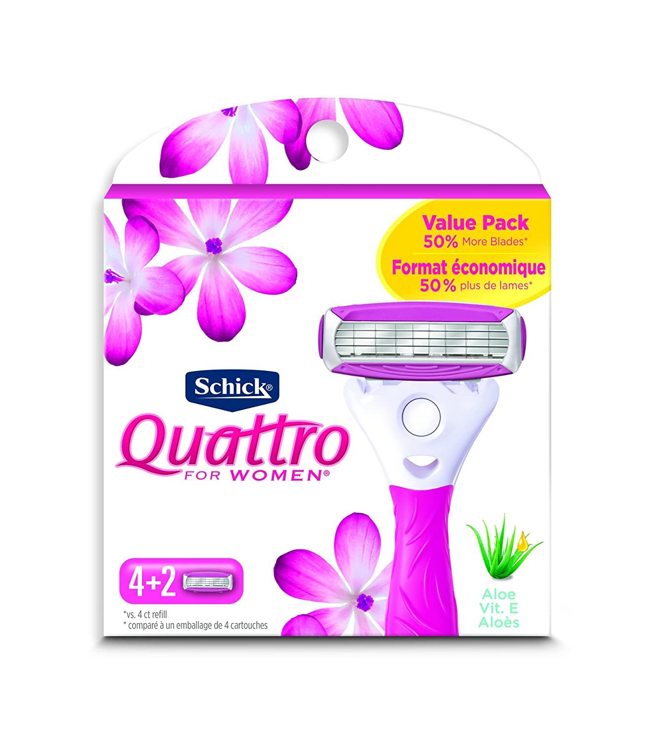 Schick Quattro Ultra Smooth Razor Blade Refills for Women Value Pack, 6 Count (Pack of 1)