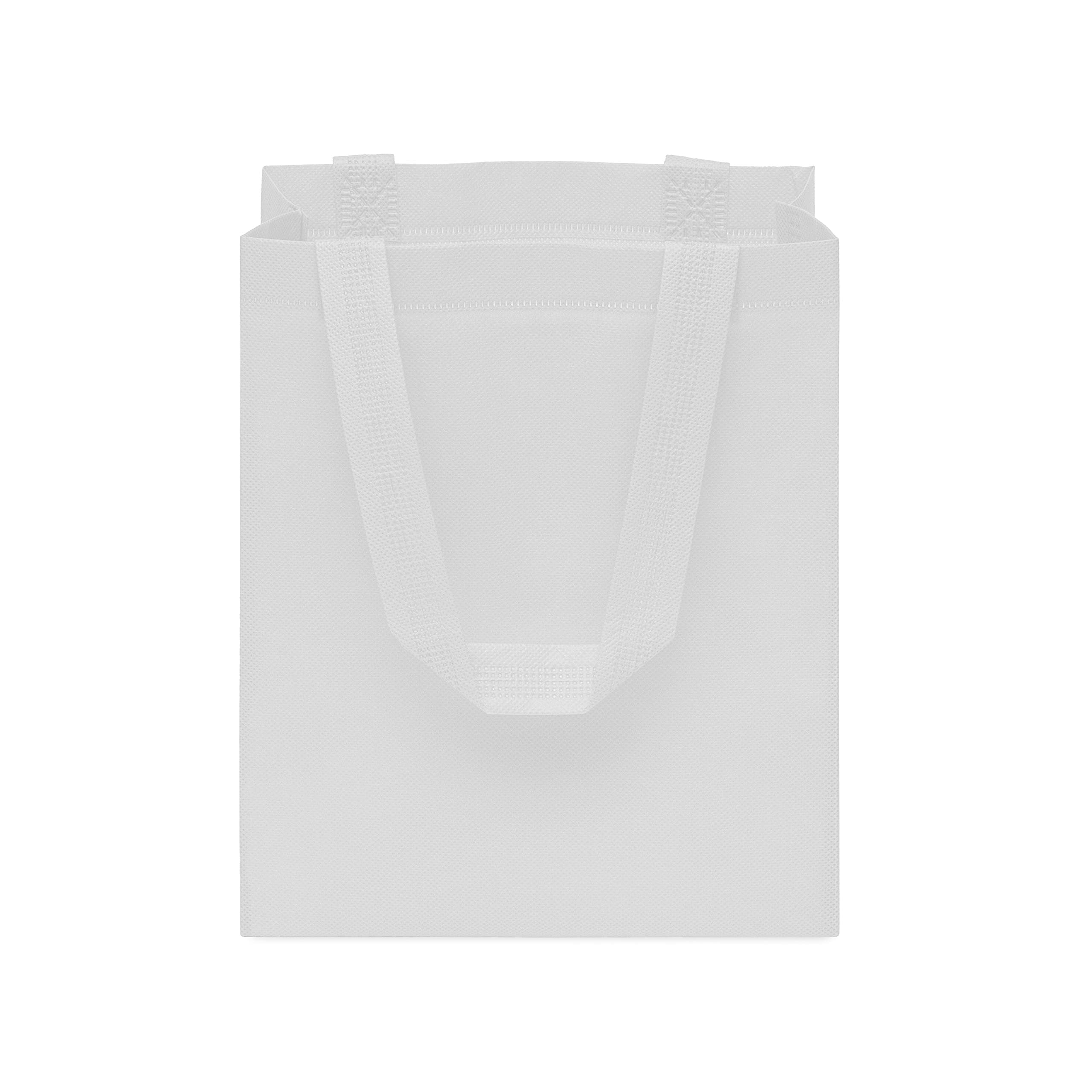 Reusable Gift Bags - 12 Pack Small Totes with Handles, Strong White Eco Friendly Fabric Cloth for Shopping, Merchandise, Events, Parties, Take-Out, Boutiques, Retail Stores, Small Business Bulk - 8x4x10