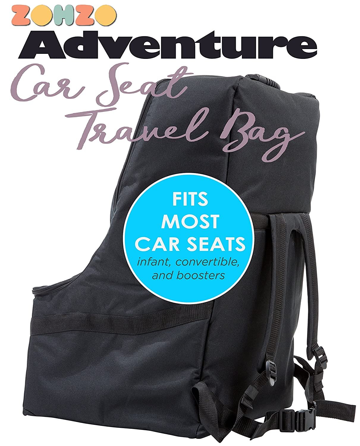 Zohzo Car Seat Travel Bag - Adjustable Backpack, Black, Size 1 - Free Shipping & Returns