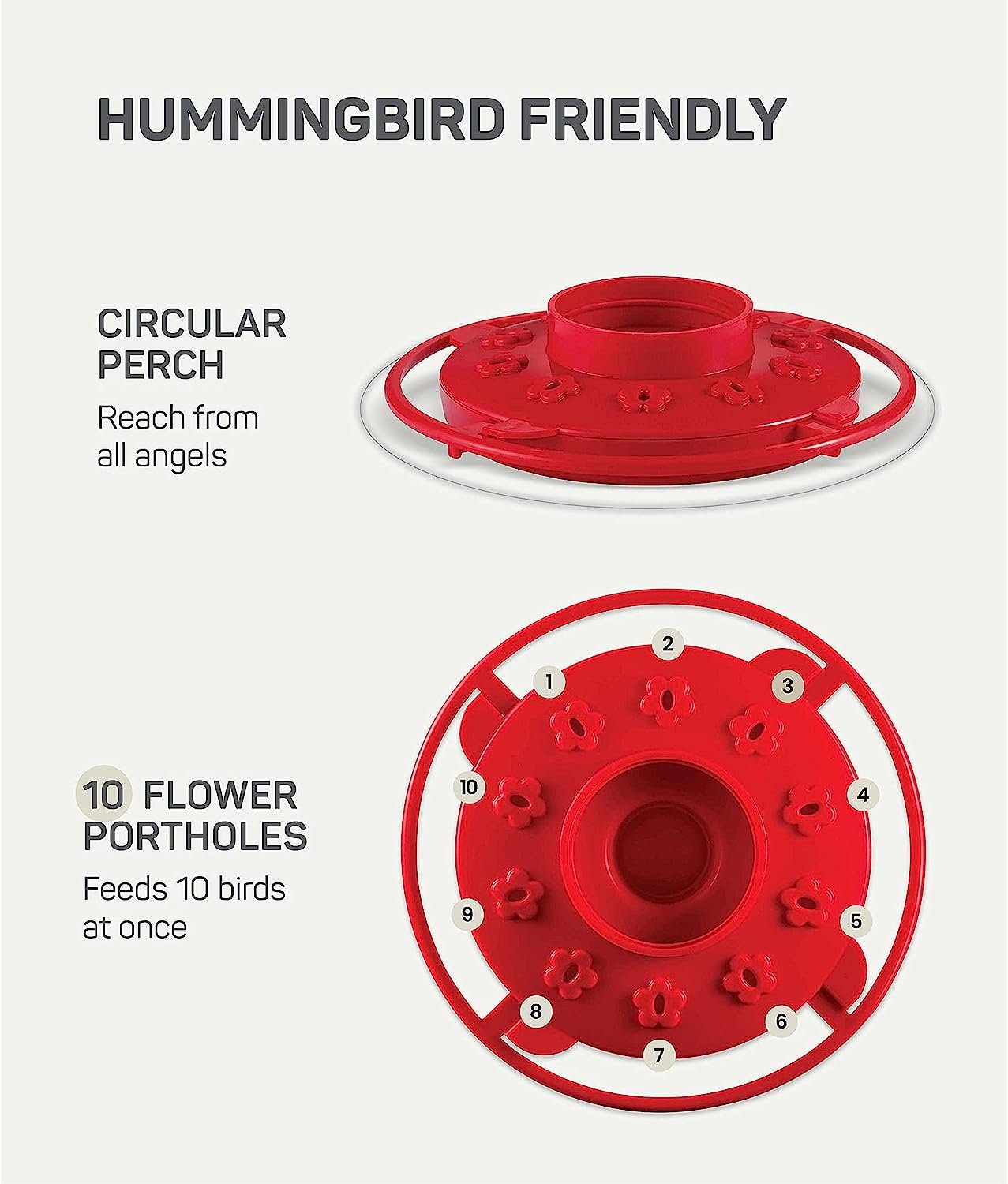 SEWANTA Hummingbird Feeder 16 oz [Set of 2] Plastic Hummingbird Feeders for Outdoors - Humming Bird Feeders - 10 Feeding Ports - Wide Mouth for Easy Filling/2 Part Base for Easy Cleaning