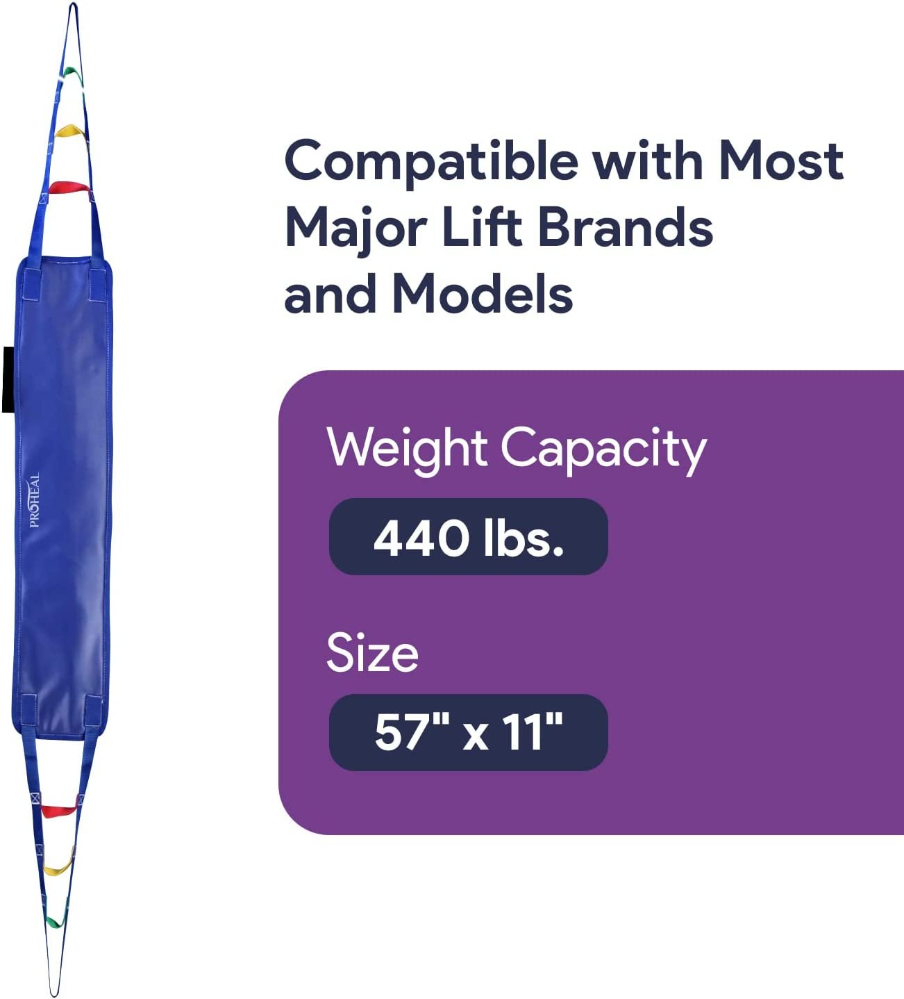 ProHeal Universal Buttocks Support Strap for Sit to Stand Patient Transfer Lift Slings, 57"L x 11" - Polyester - Compatible with Hoyer, Invacare, McKesson, Drive, Lumex, Medline, Joerns and More