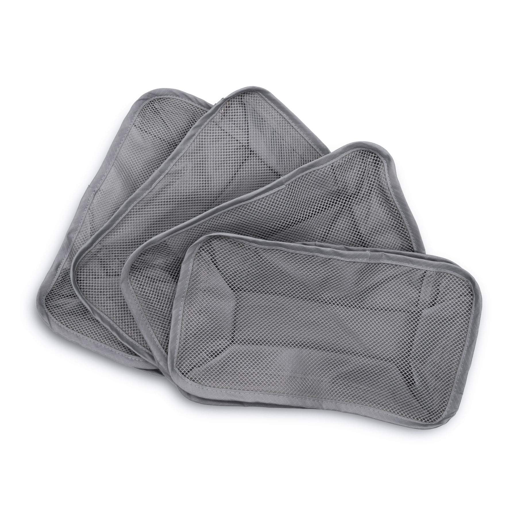 Small Gray Packing Cubes - 4 Pack High Capacity Organizers for Luggage, Travel, Hiking, Camping, Backpacking - 11x4x6.75