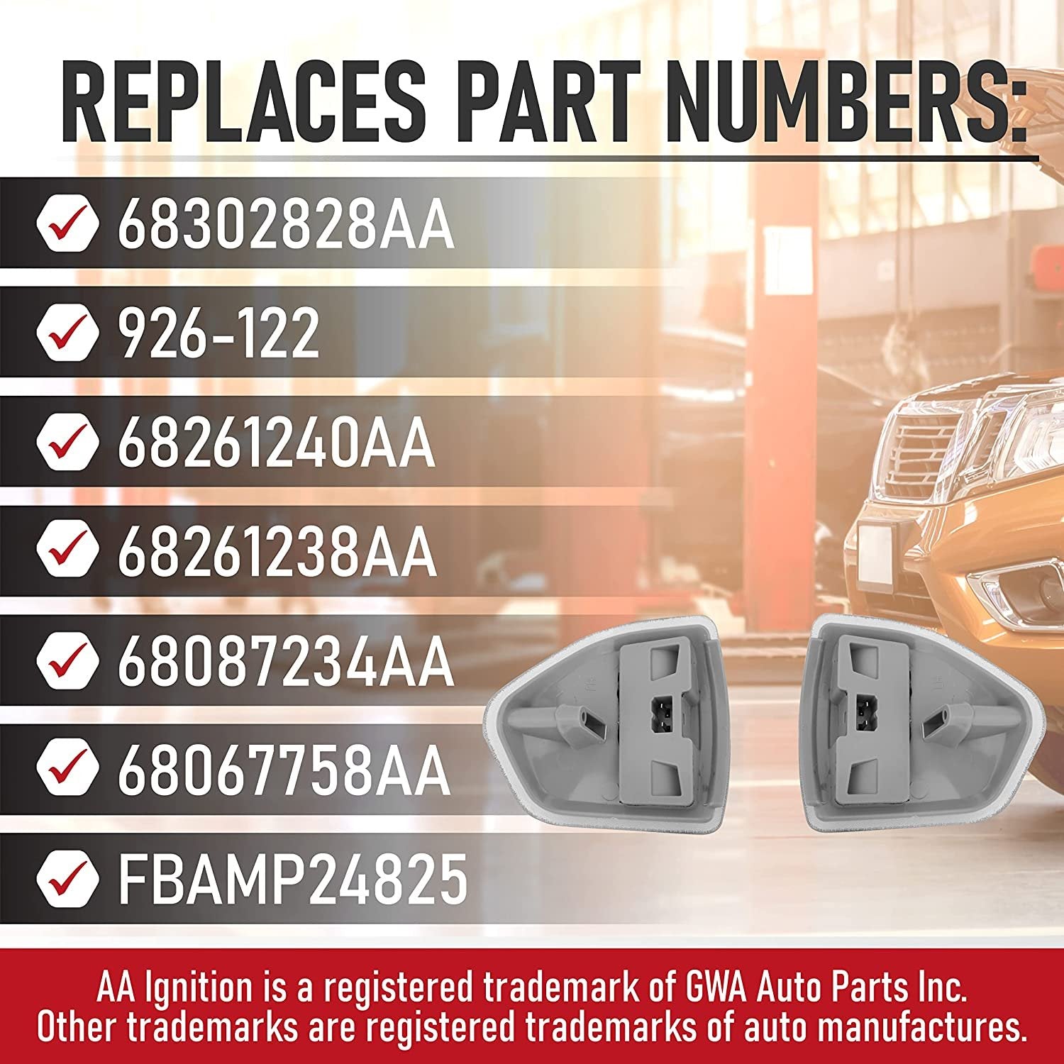 Replacement Side Mirror Turn Signal Light Lamp Set - Replaces 68302828AA, 926-122, 68261240AA - Compatible with Dogde Trucks - Ram 1500, Ram 2500, Ram 3500, 4500, 5500 - Left and Right Blinkers