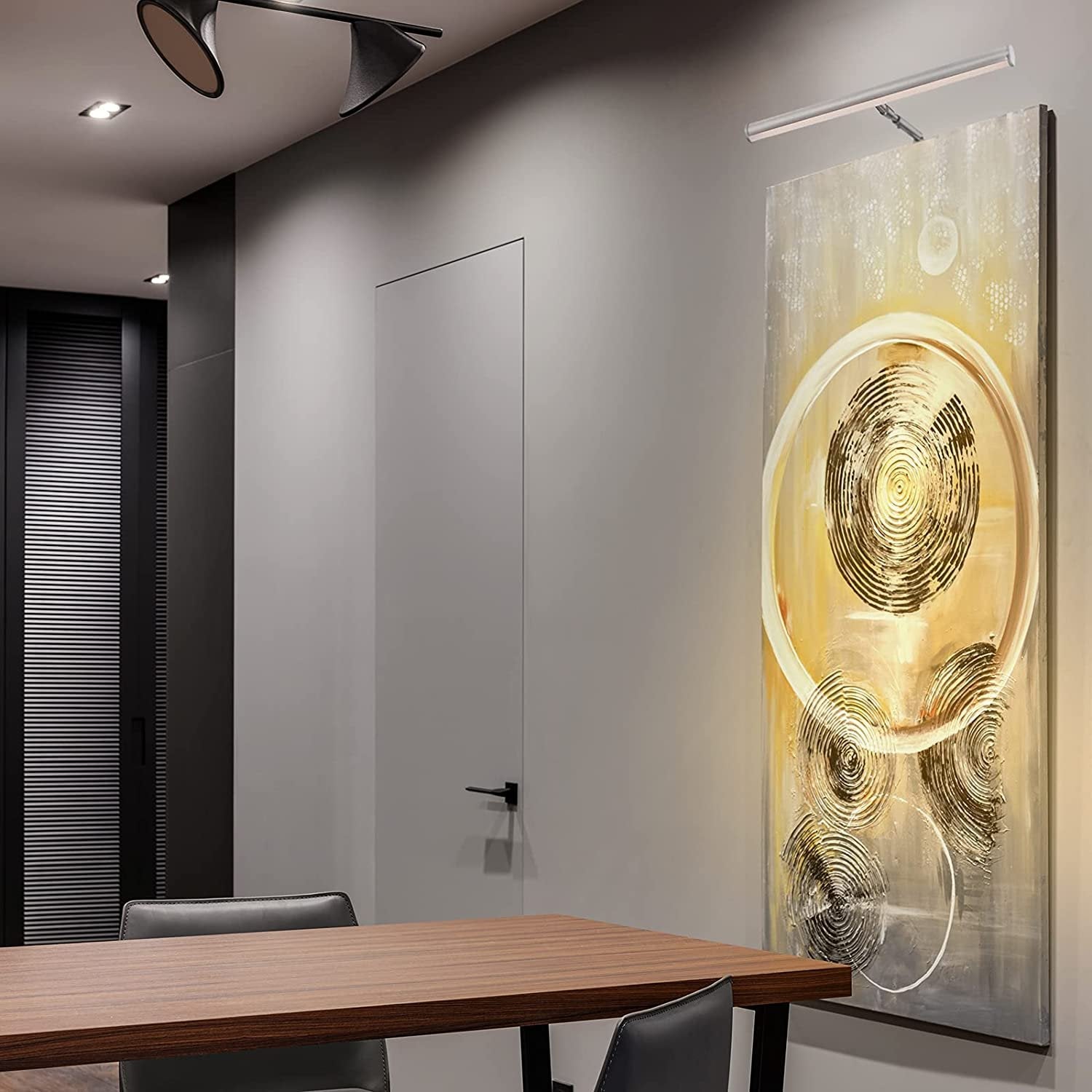 LED-14 Inch Brushed Nickel Ciata Picture Frame Light, Metal Wall Mount Display w/ In-line Switch