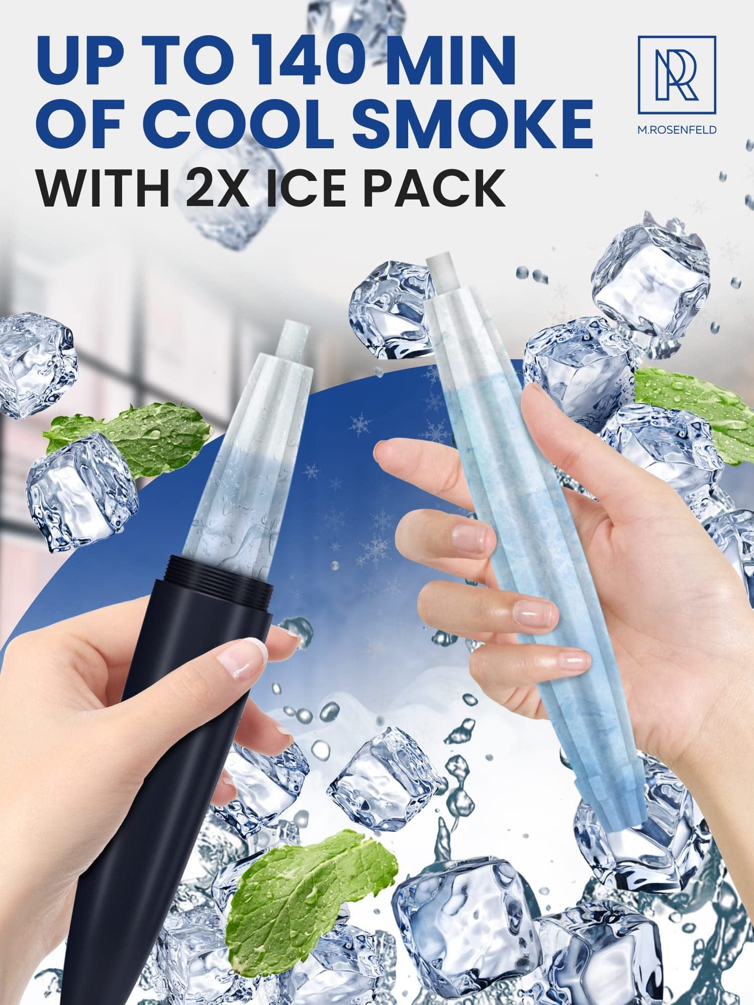 Premium Hookah Ice Hose Tips - ICE Bazooka with 2 Reinforced Cooling Packs and Soft Grip - Improved Hose Hookah Mouth Tips - Hookah Mouthpiece Accessory Set Cooling pad, Black