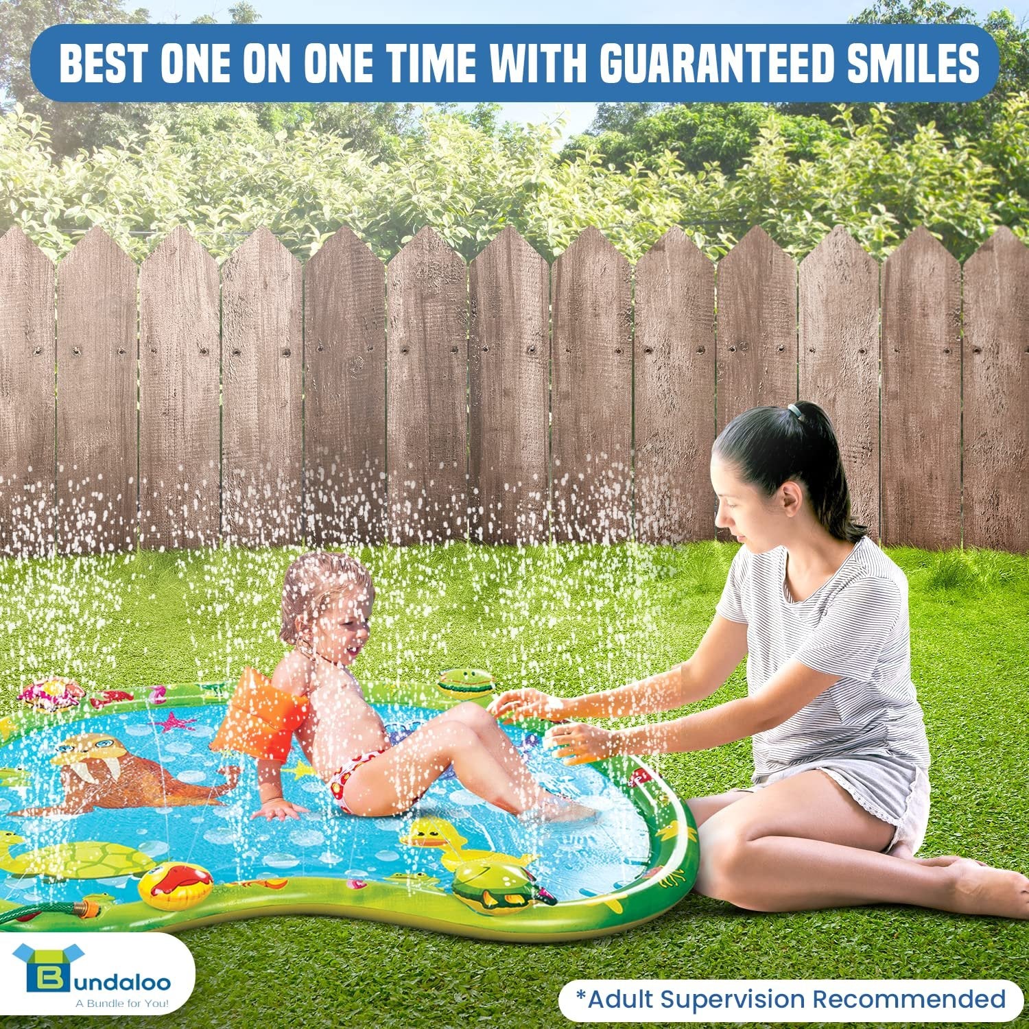 Inflatable Baby Splash Pad with Sprinklers for Outdoor Summer Fun - Blue/Green - Free Shipping & Returns