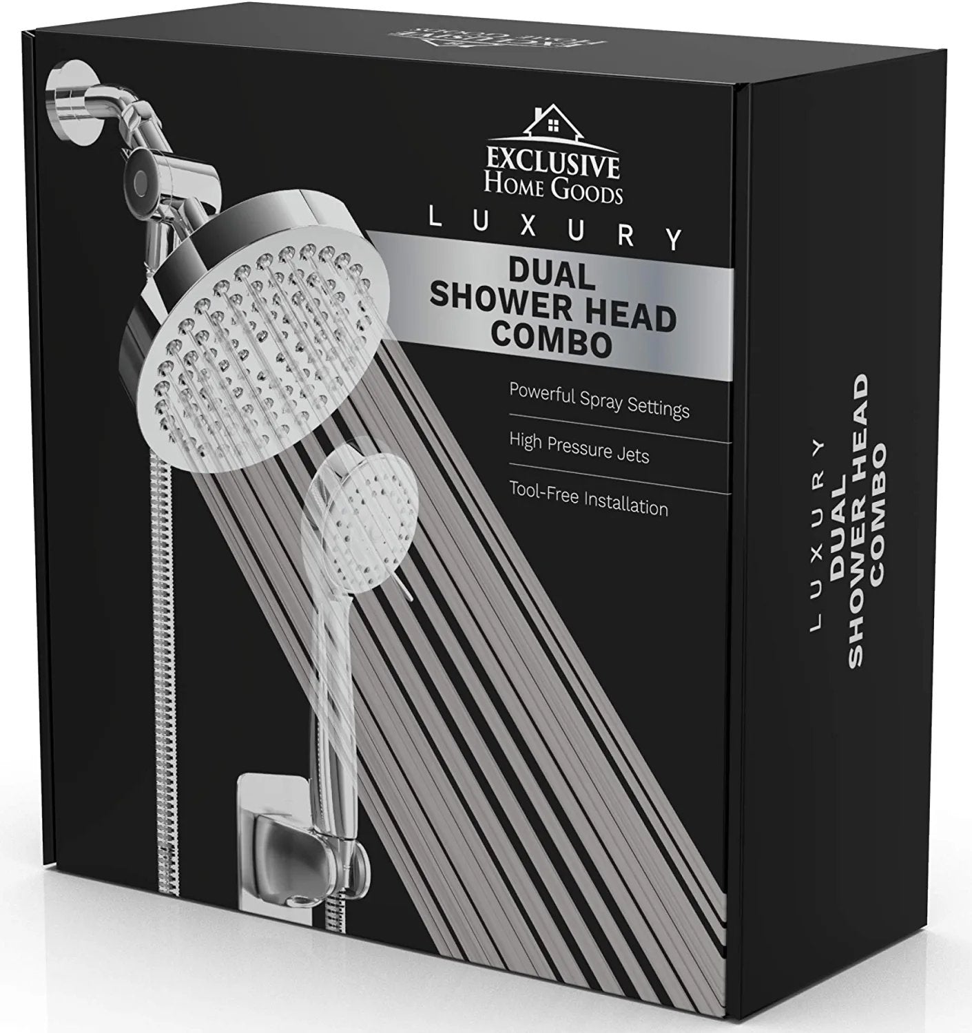 High Pressure Rainfall Shower Head and Hand Held Shower Head Combo with 70 Inch Hose for Bath and Adjustable Swivel Head - 2.5 GPM - Easy Install Anti Clog Jet Nozzles - Universal Fit for High