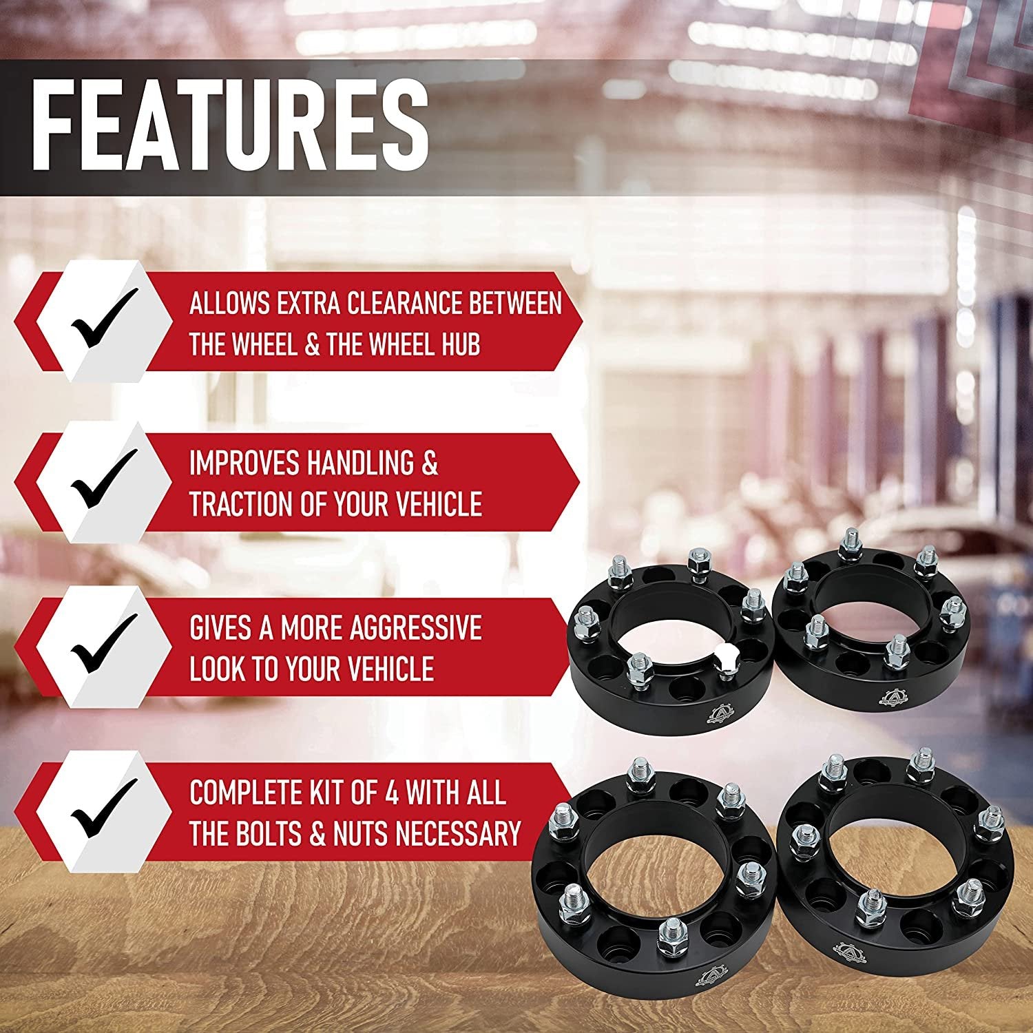 Wheel Spacer Set of 4-6 Lug 1.5 inch 38mm Hub Centric 6x5.5 - Compatible with Toyota Vehicles - 1996-2018 4Runner, 01-07 Sequoia, 2001-18 Tacoma, 00-06 Tundra, FJ Cruiser - 6x139.7mm