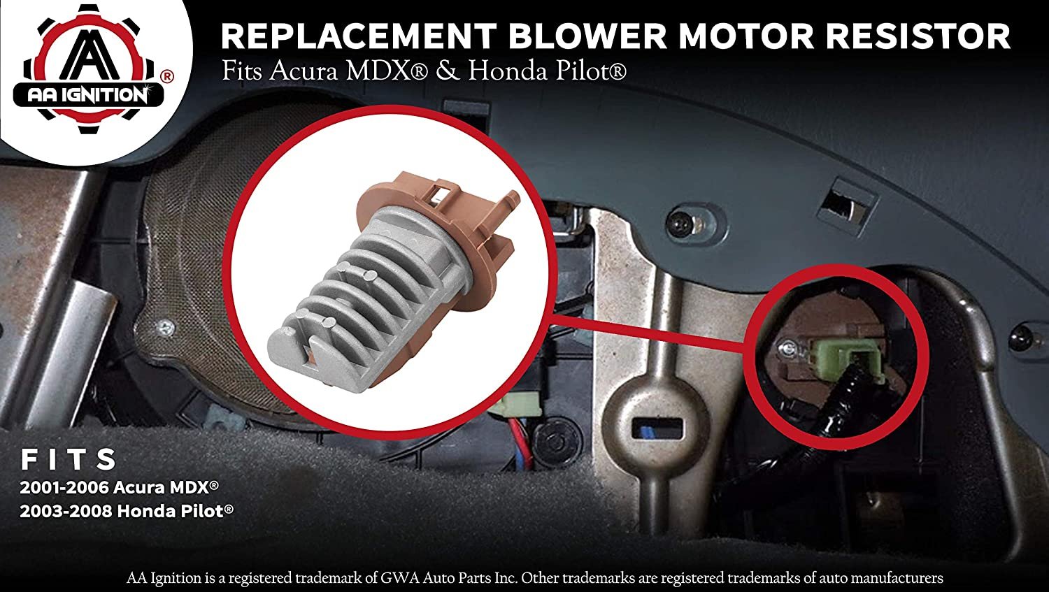 Replacement Rear Blower Motor Resistor - Replaces JA1626, 79330 S3V A51, 973-548, 4P1493, 79330S3VA51 - Compatible with Honda Pilot 2003-2008 & Acura MDX 2001 - Heater Transistor