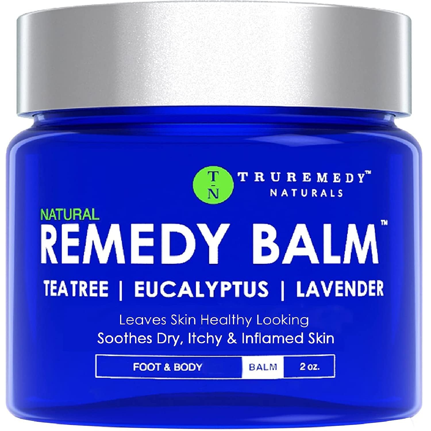 Truremedy Naturals Tea Tree Oil Balm 2oz - Athlete's Foot, Jock Itch, Eczema, Skin Irritation Relief - Lavender & Eucalyptus - Blue