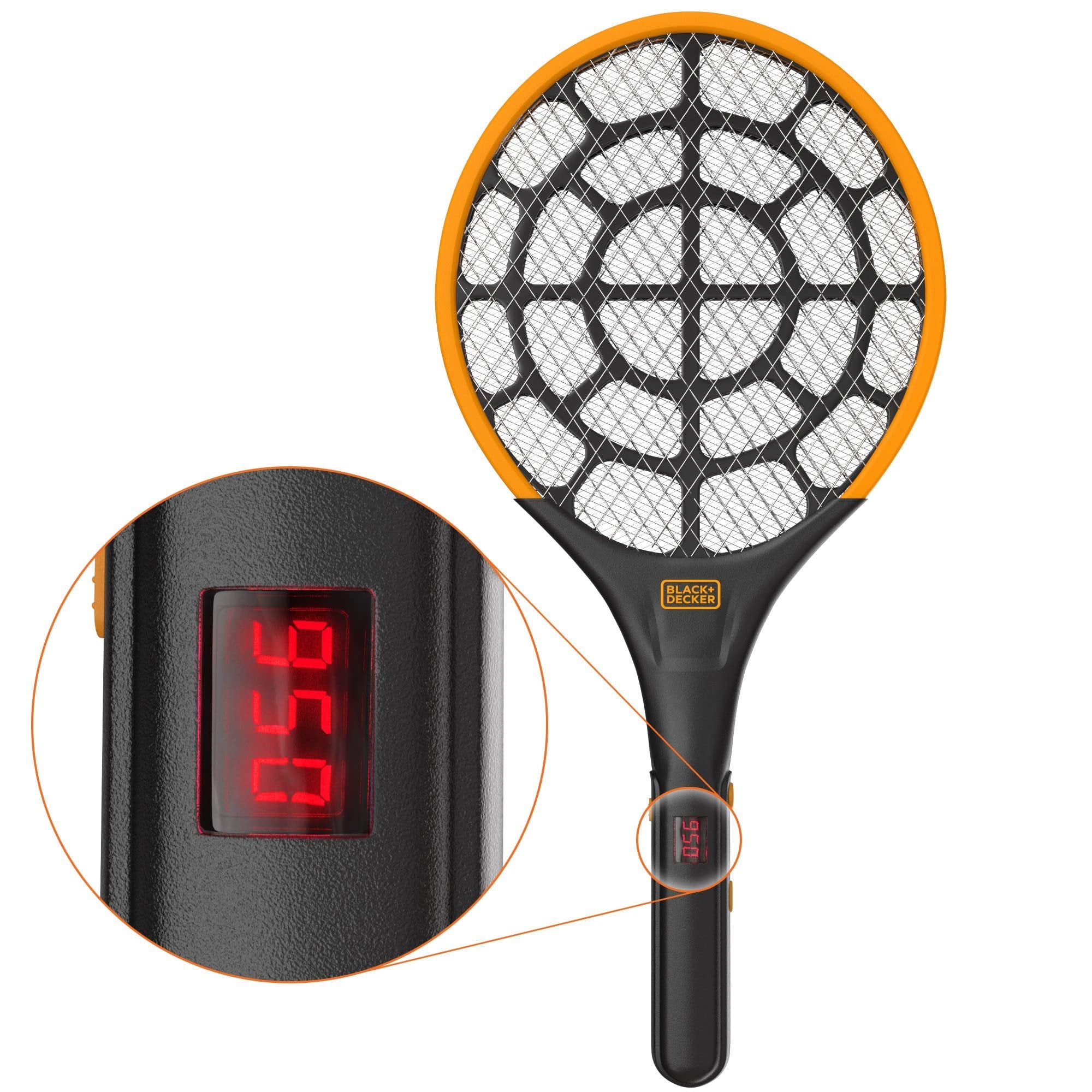 BLACK+DECKER Bug Zapper Fly Swatter Electric - Fly Zapper & Bug Zapper Indoor & Outdoor- Heavy Duty w/Counter for Flies, Mosquitoes, Gnats & Other Small to Large Flying Pests
