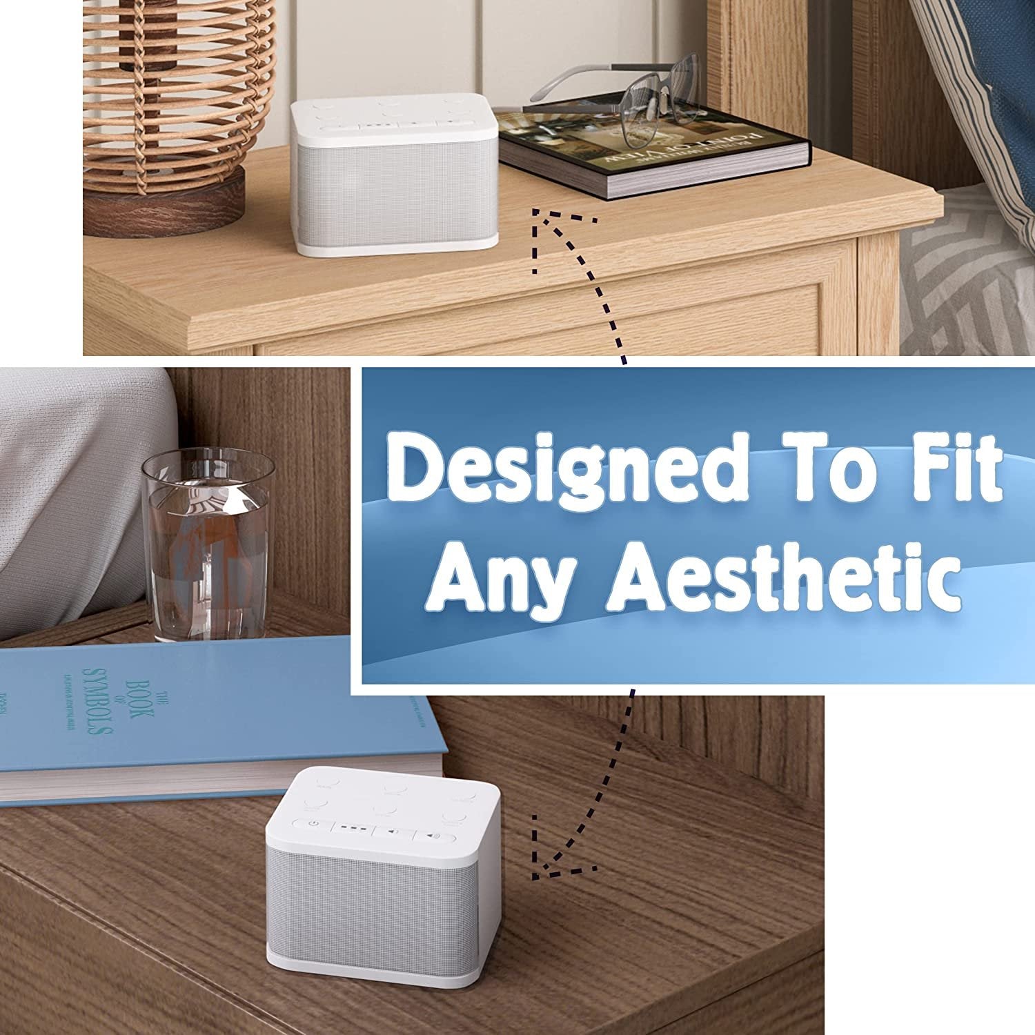 White Noise Sound Machine for Adults/Kids/Baby | 6 Sounds | Privacy | Portable | Size 1 | White