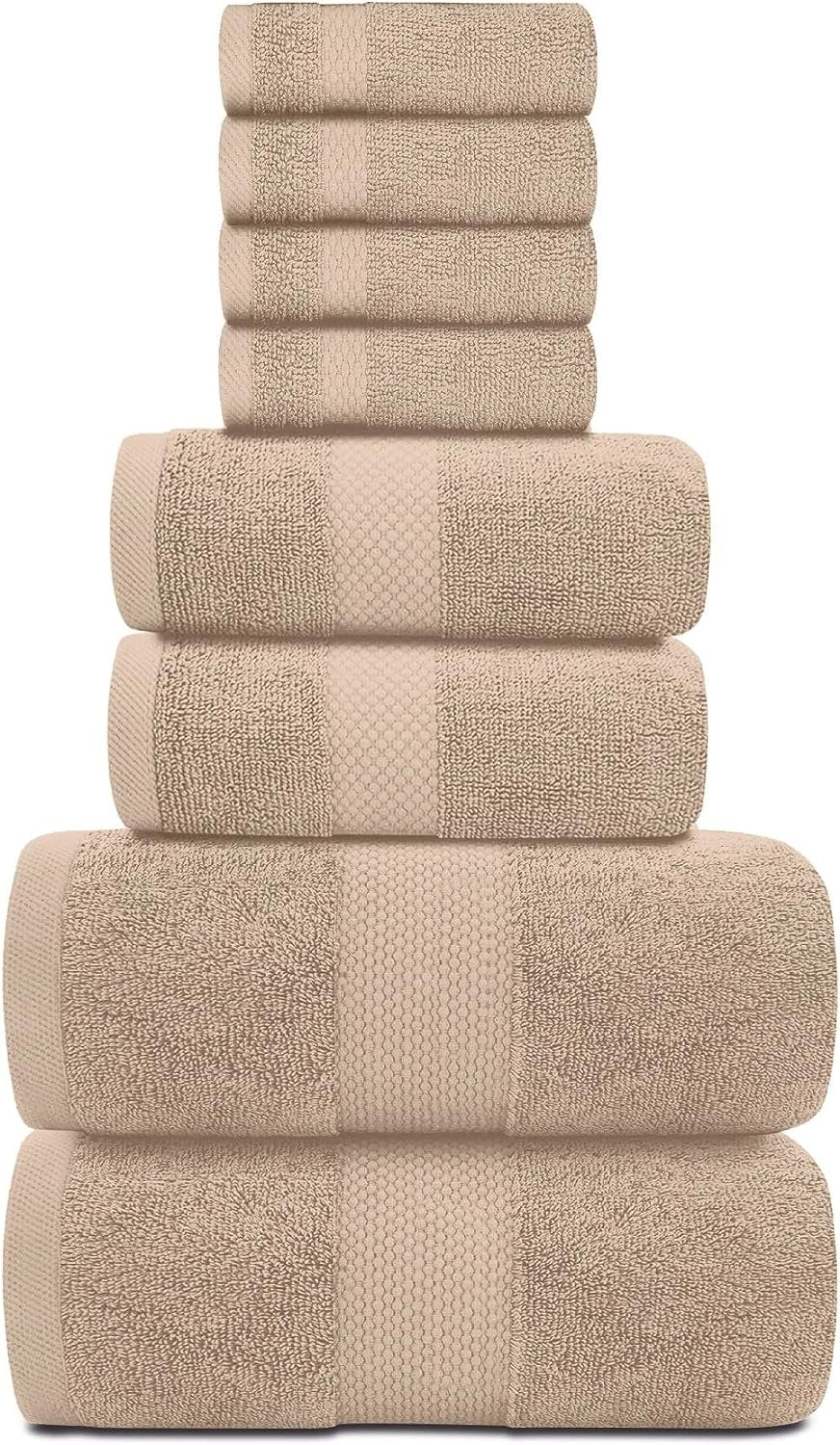White Classic Luxury Green Bath Towel Set - Combed Cotton Hotel Quality Absorbent 8 Piece Towels | 2 Bath Towels | 2 Hand Towels | 4 Washcloths [Worth $72.95] 8 Pack | Green
