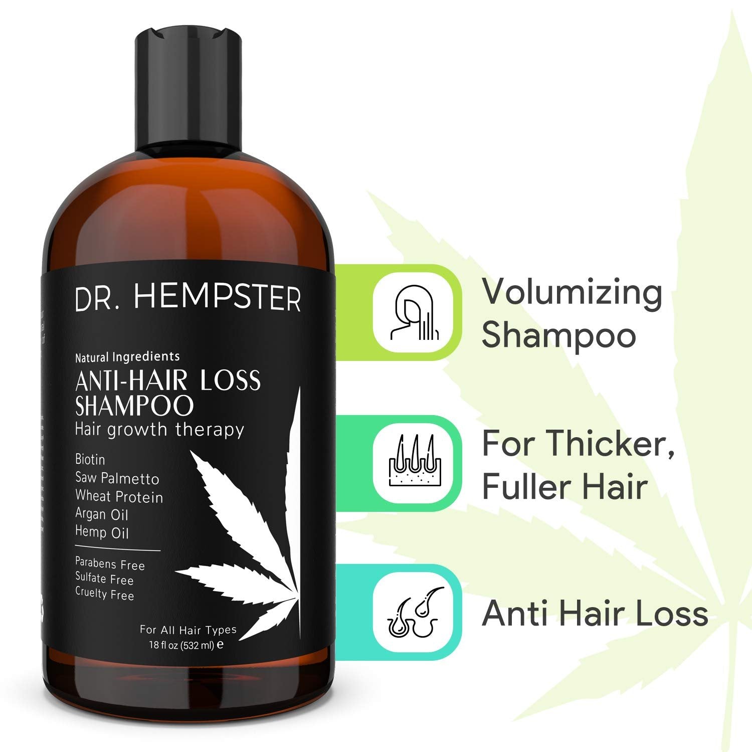 Hair Loss and Biotin Shampoo - Thickens & Enriches Thinning Hair for Men & Women - Potent Natural Organic Ingredients - No Parabens or Sulphates - Vegan, All Hair Types 18 fl Oz (Shampoo)