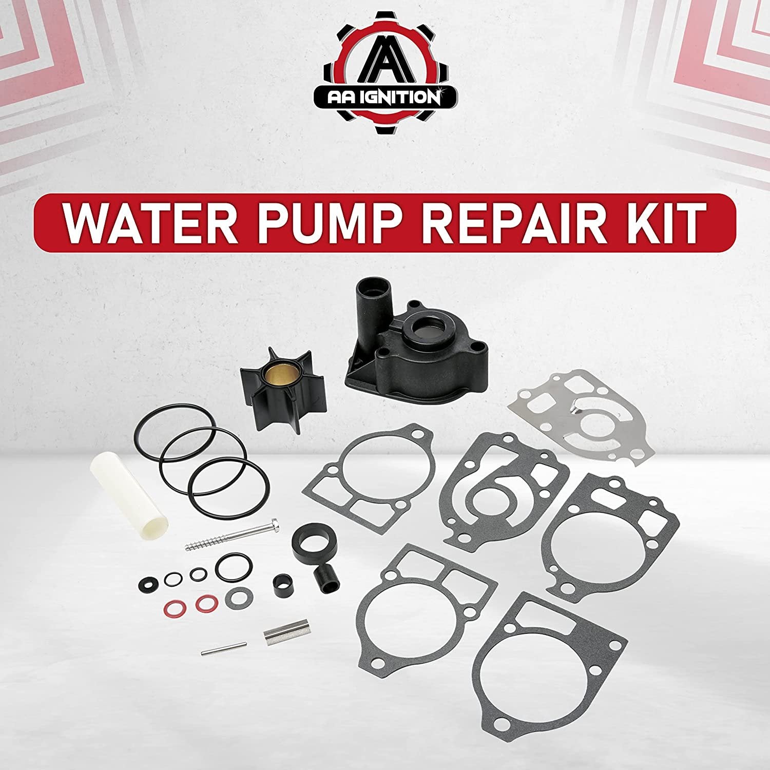 Water Pump Repair Kit - Compatible with Mercruiser Stern Drives, Mariner and Mercury 2-strokes Outboards - Pre-Alpha, Alpha One - Replaces 96148Q8, 46-96148Q8, 46-96148A8, 46-96148T8, 18-3217, 18-3316