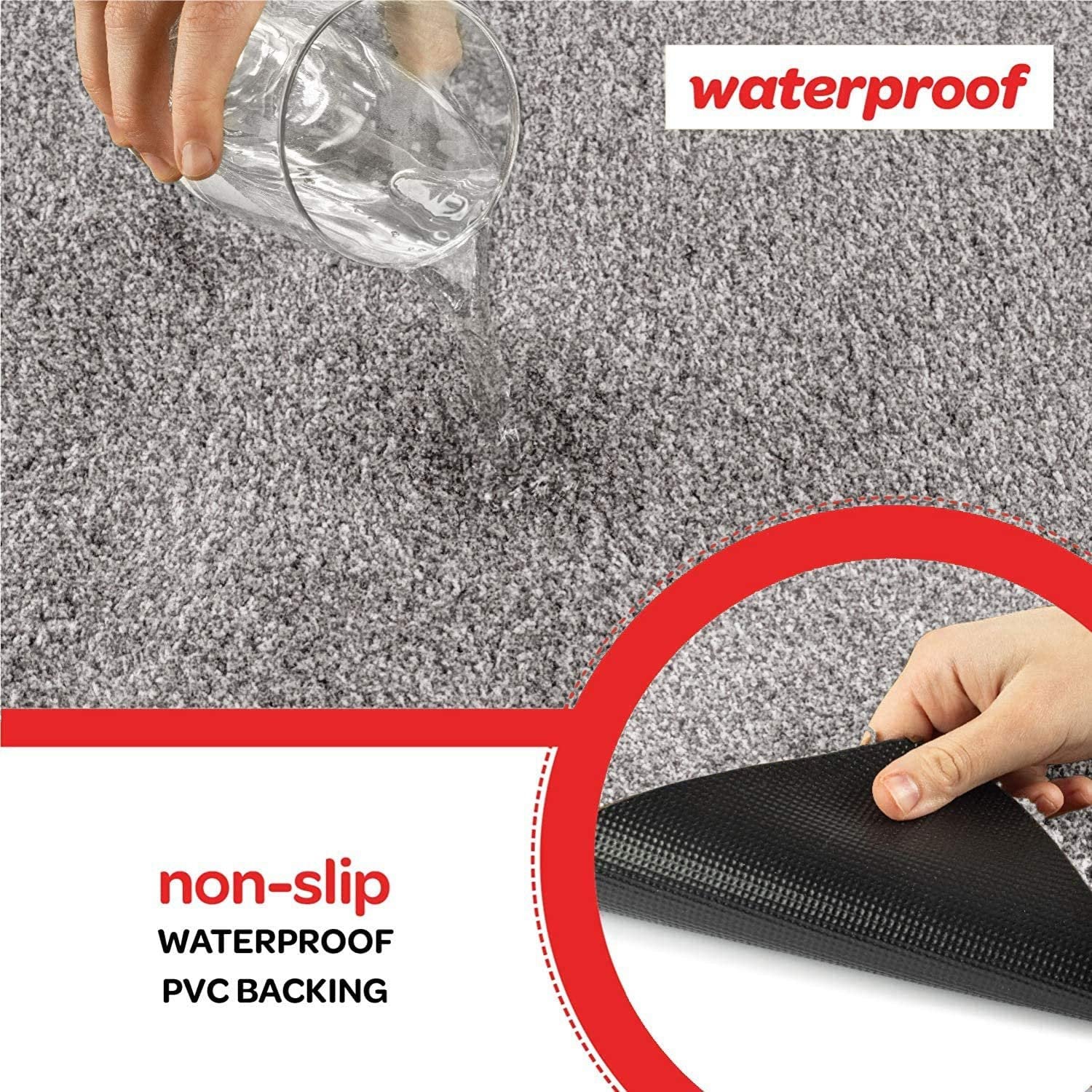 Kaluns 24x36 Gray Door Mat - Super Absorbent Mud Mat, Non Slip PVC Backing, Machine Washable