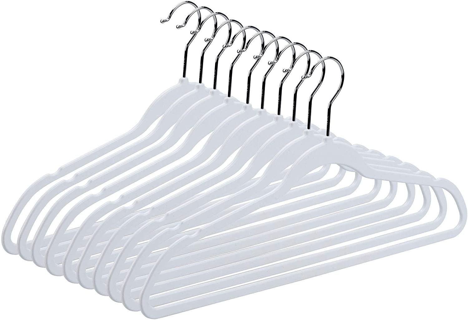 Quality Hangers Clothes Hangers 50 Pack - Non-Velvet Plastic Hangers for Clothes -Heavy Duty Coat Hanger Set -Space-Saving Closet Hangers with Chrome Swivel Hook, Functional Non-Flocked Hangers, White
