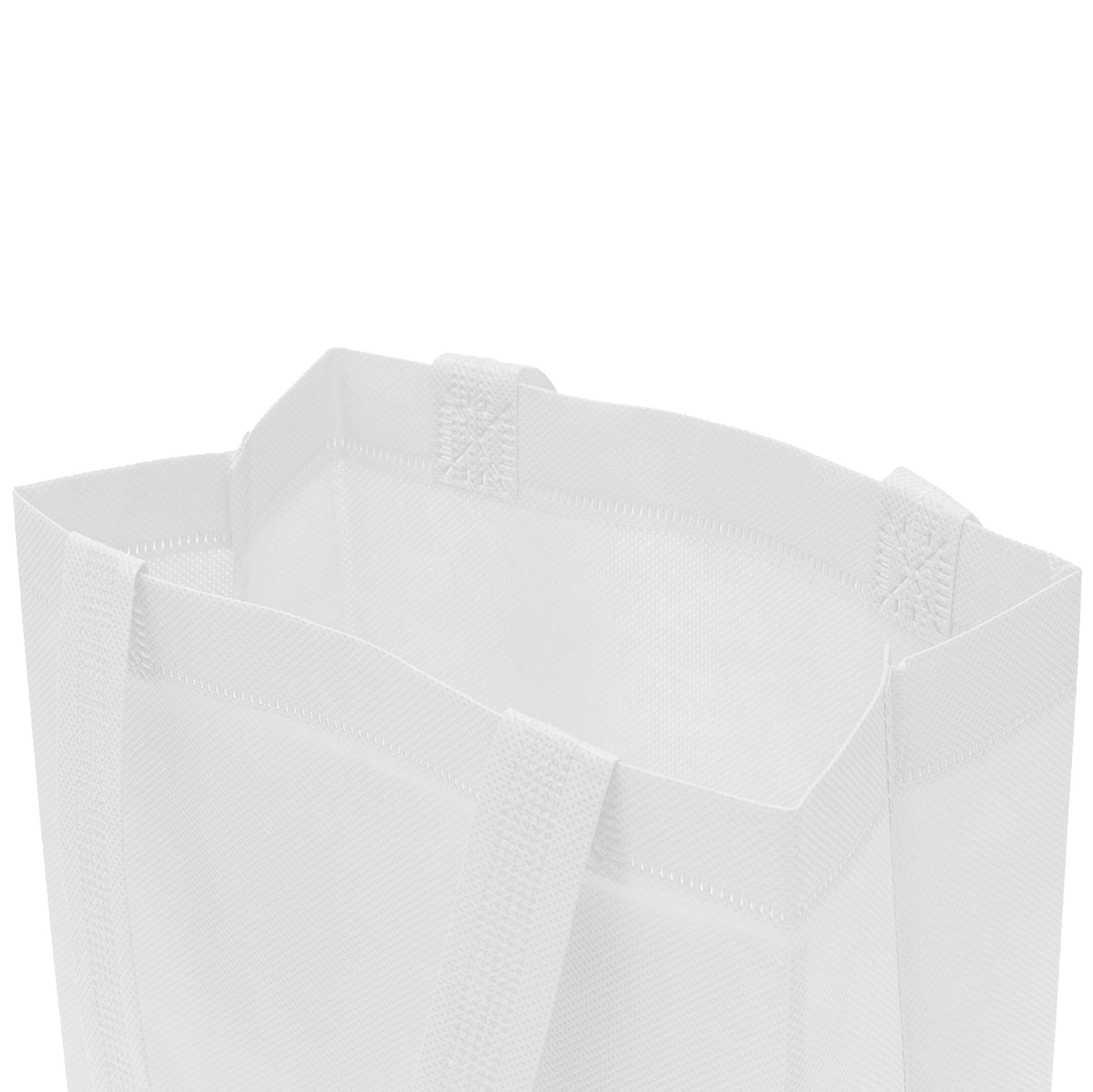 Reusable Gift Bags - 12 Pack Small Totes with Handles, Strong White Eco Friendly Fabric Cloth for Shopping, Merchandise, Events, Parties, Take-Out, Boutiques, Retail Stores, Small Business Bulk - 8x4x10