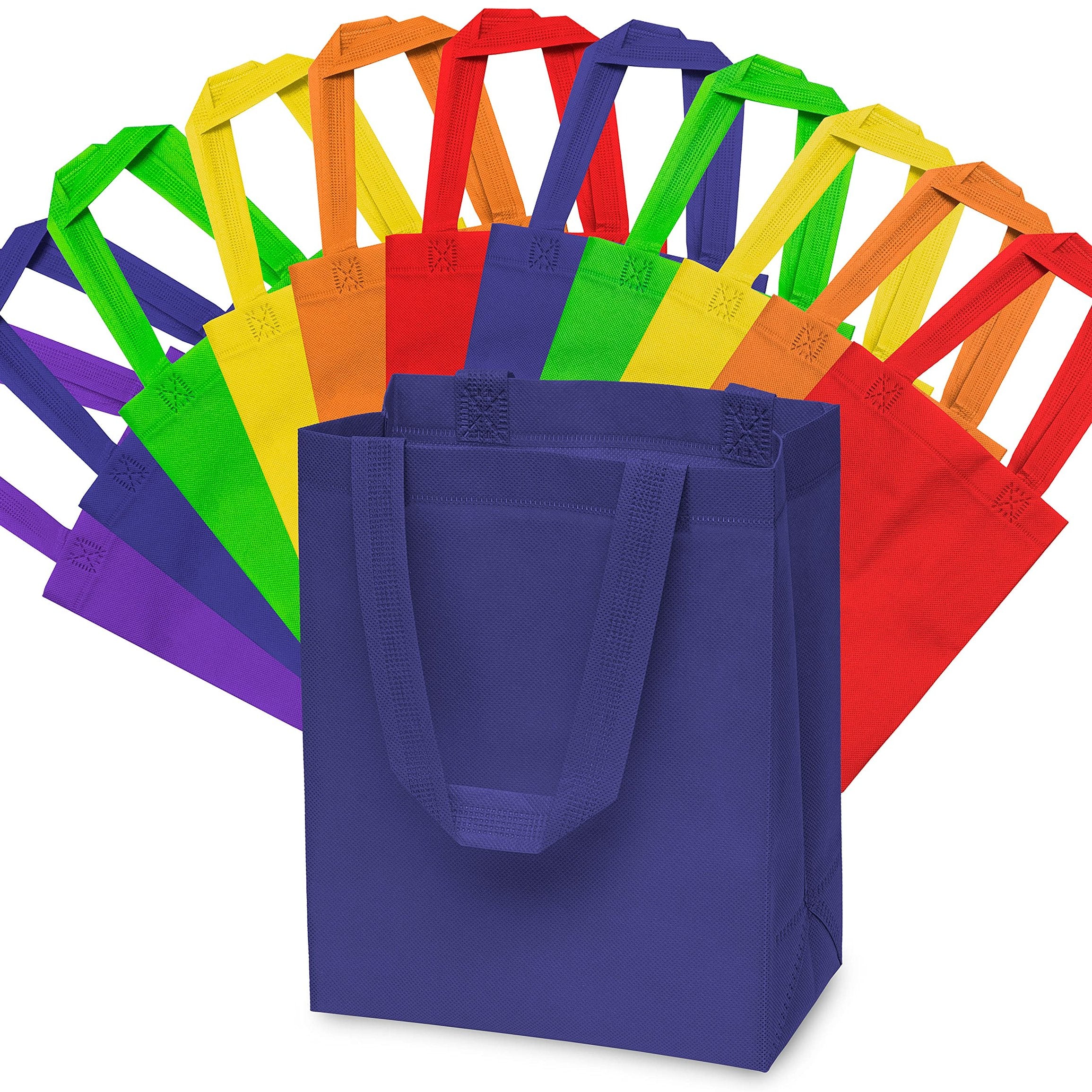 Reusable Gift Bags 12 Pack Small Totes Handles Eco-Friendly Assorted Colors 8x4x10 Inch