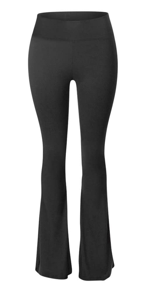 SATINA High Waisted Flare Palazzo Wide Leg Pants | Printed & Solid | Reg & Plus (Medium, 1 Black)