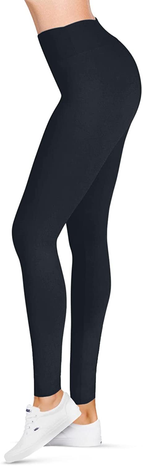 SATINA High Waisted Leggings for Women | 3 Inch Waistband (Plus Size, Charcoal)