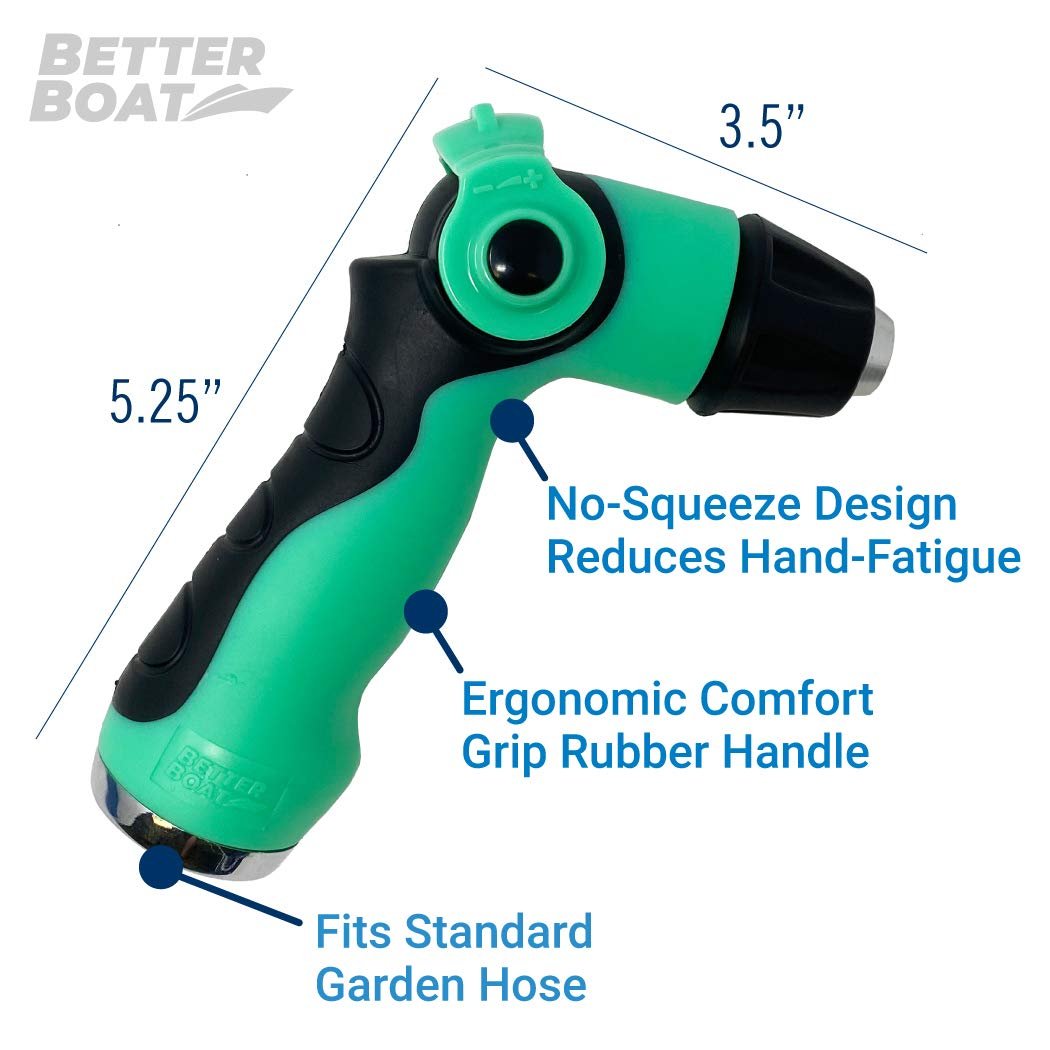 High-Pressure Water Hose Nozzle Sprayer - Heavy-Duty Outdoor Marine Grade Washdown Spray Gun for Gardening, Boats, Car, RV, and Auto - Wide & Thin Head, Free Shipping & Returns