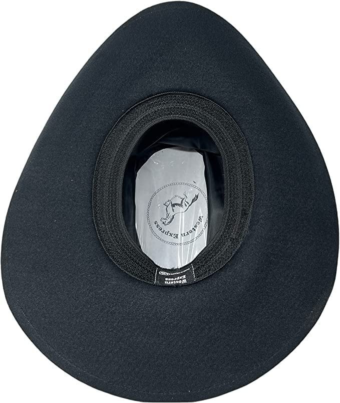 Western Express Black Faux Felt Cowboy Hat - Size 7 3/8 - Wide Brim