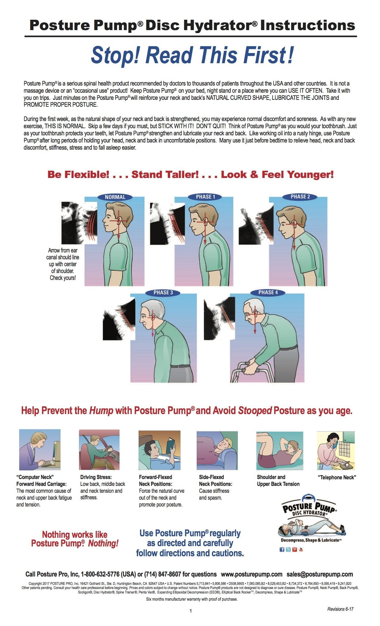 POSTURE PUMP Relief for Neck and Back Pain - Deluxe Full Spine Model 4100-S (Single Air Cell Cervical) DISC HYDRATOR