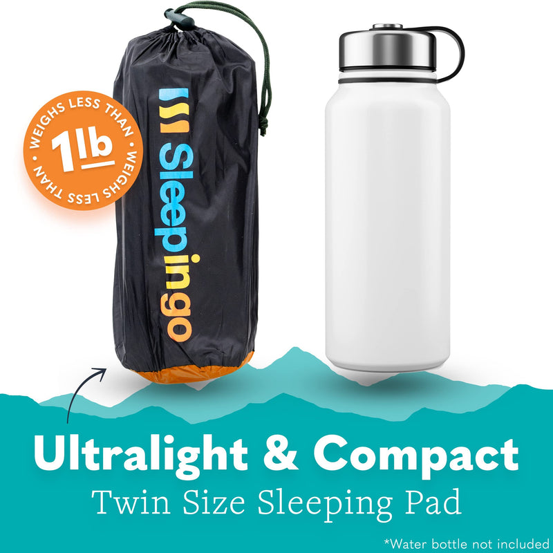 Sleepingo Ultralight Sleeping Pad for Camping - Large Orange Air Mattress, Compact & Inflatable - Free Shipping
