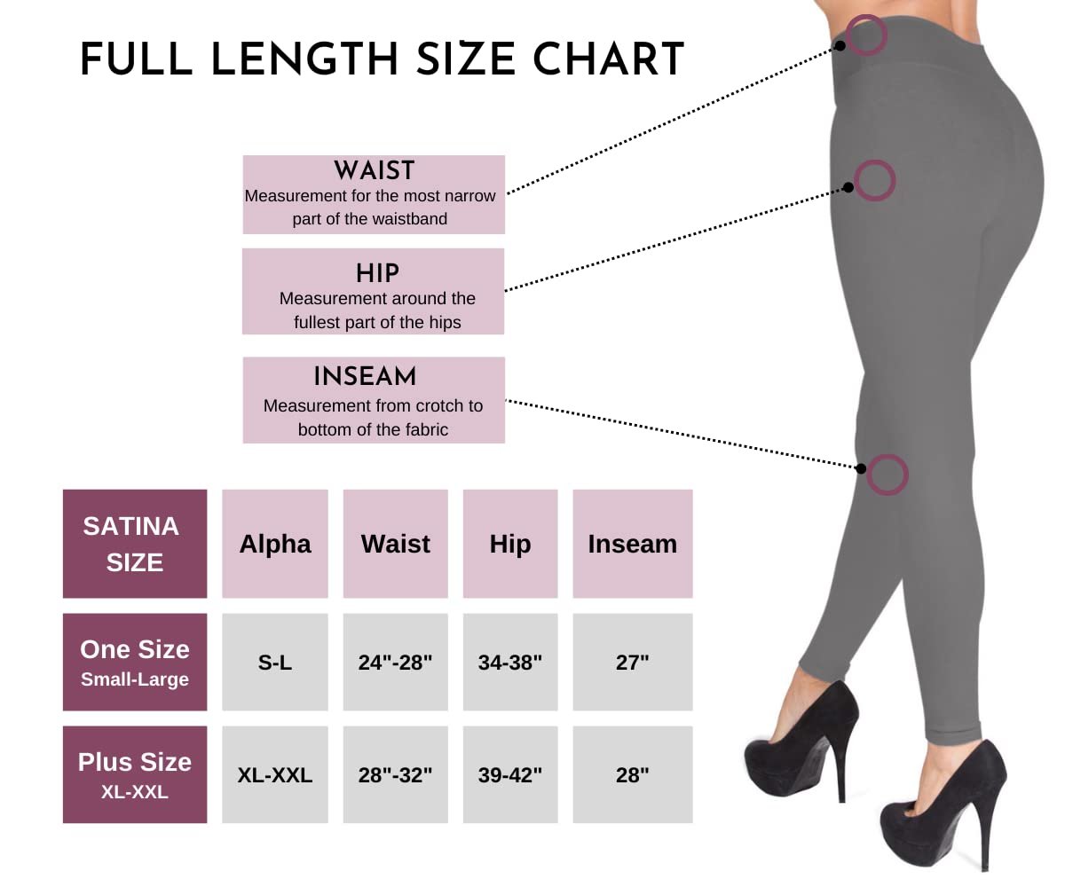 SATINA Gray Leggings for Women | High Waisted Yoga Workout | Plus/Regular | 3 Waistband | One Size