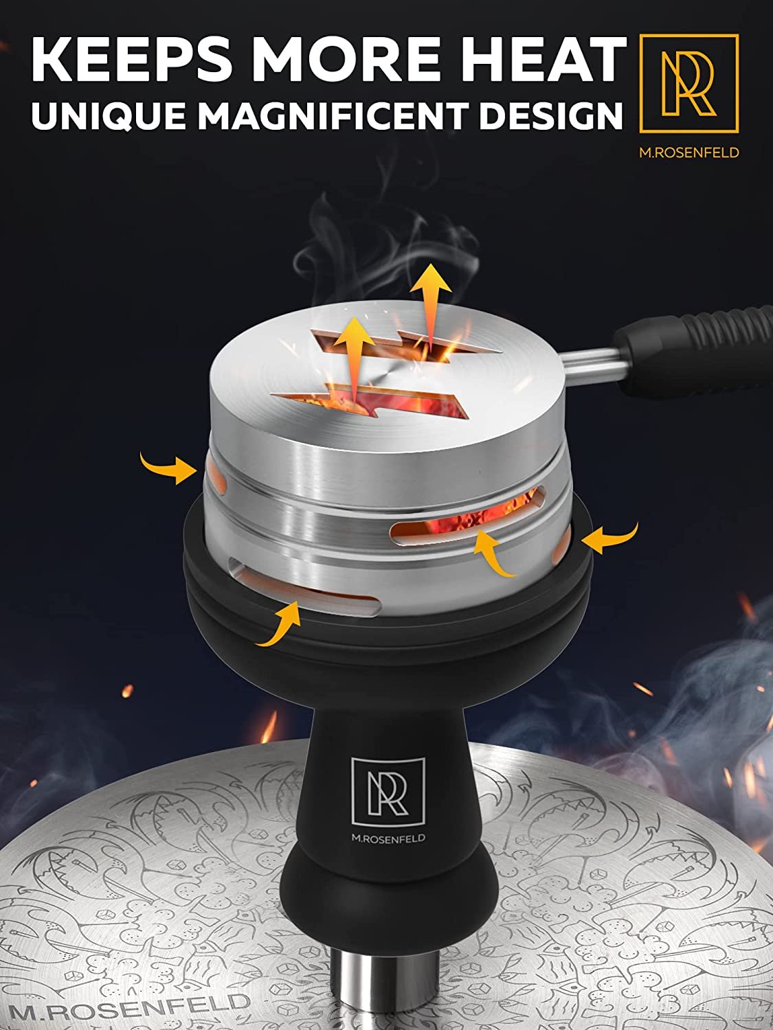 M. ROSENFELD Hookah Charcoal Holder – Hookah Heat Management System - Hookah Head for Perfect Shisha Hookah Flavor - Ultimate Hookah Accessories and Hookah Flavor Saver Hookah Coal Holder Cover HULI