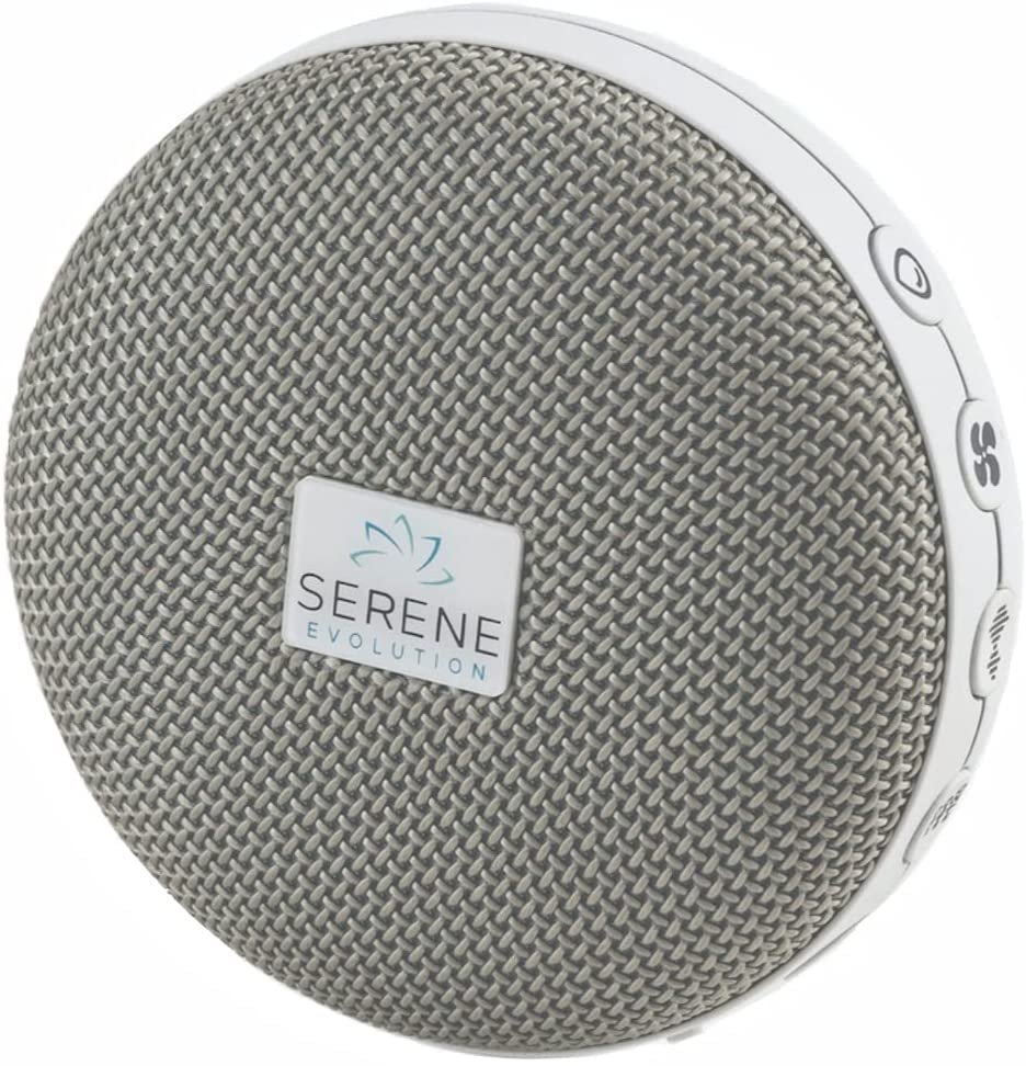 Serene Evolution Portable White Noise Machine - 36 Sounds, USB Rechargeable, for Sleeping & Travel - Fan, Ocean, Pink & Brown Noise, Rain, Waterfall - Adult Size