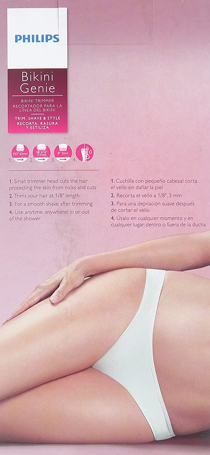 Philips Beauty BikiniGenie Cordless Bikini Trimmer for Women, Showerproof Hair Removal, BRT383/50