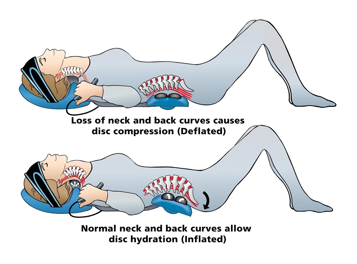 POSTURE PUMP Relief for Neck and Back Pain - Deluxe Full Spine Model 4100-S (Single Air Cell Cervical) DISC HYDRATOR