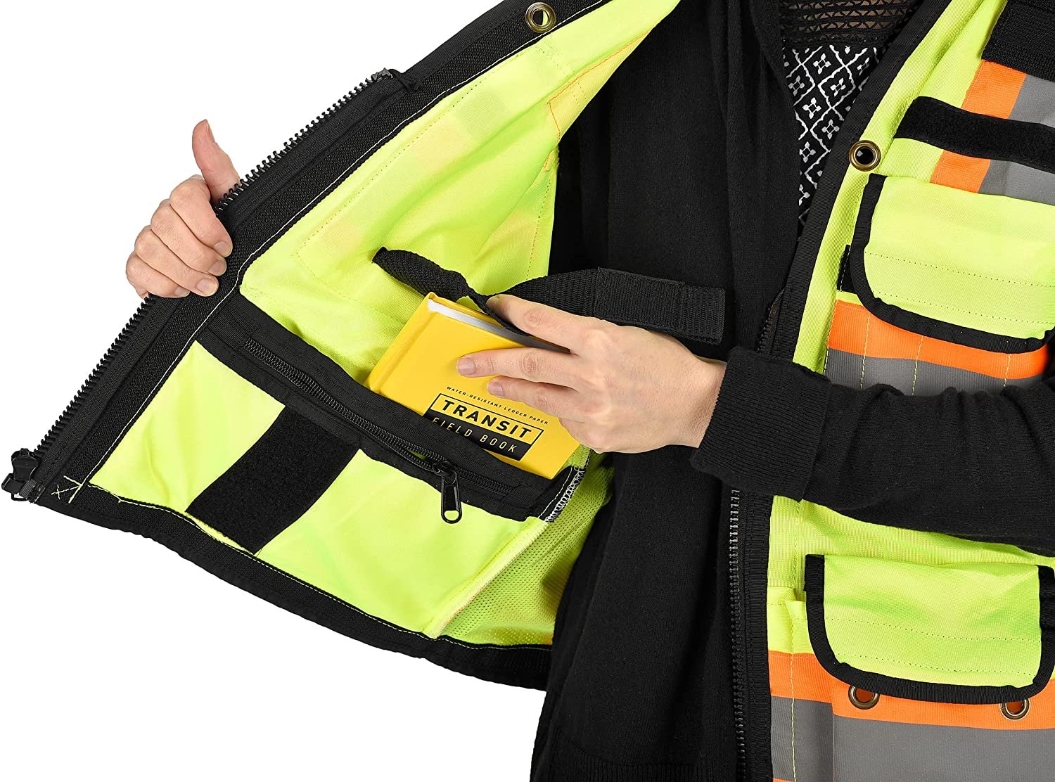 AdirPro Safety Vest - ANSI High Visibility Reflective Vest with Zipper and Utility Pockets, Class 2 Heavy-Duty Vest for Surveyors, Engineers, Construction Workers, Field Works (Yellow,XX-Large)