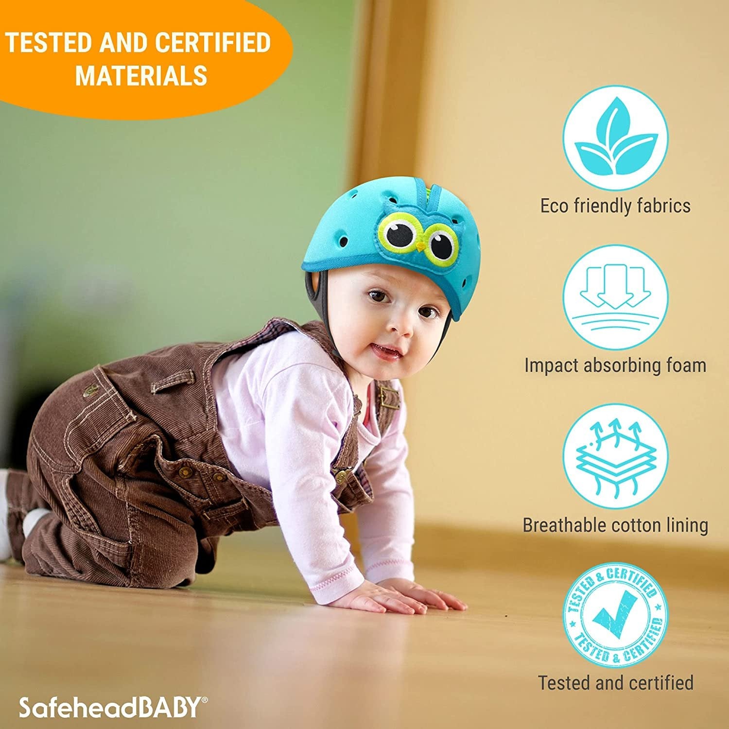 SafeheadBABY: Award-Winning Infant Safety Helmet, Baby Crawling and Walking Helmet, Toddler Head Protection, Expandable and Adjustable, Ultra-Lightweight, Tested and Certified