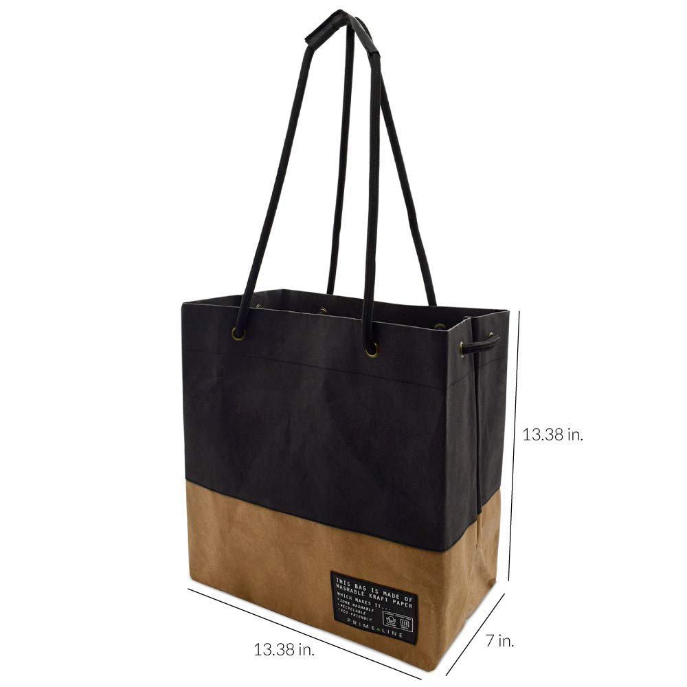 Cute Designer Tote Bag with Handles - Large 13.38x7x13.38 Brown Paper Shopping Bag for Women & Men - Market, Beach, Travel - Free Shipping