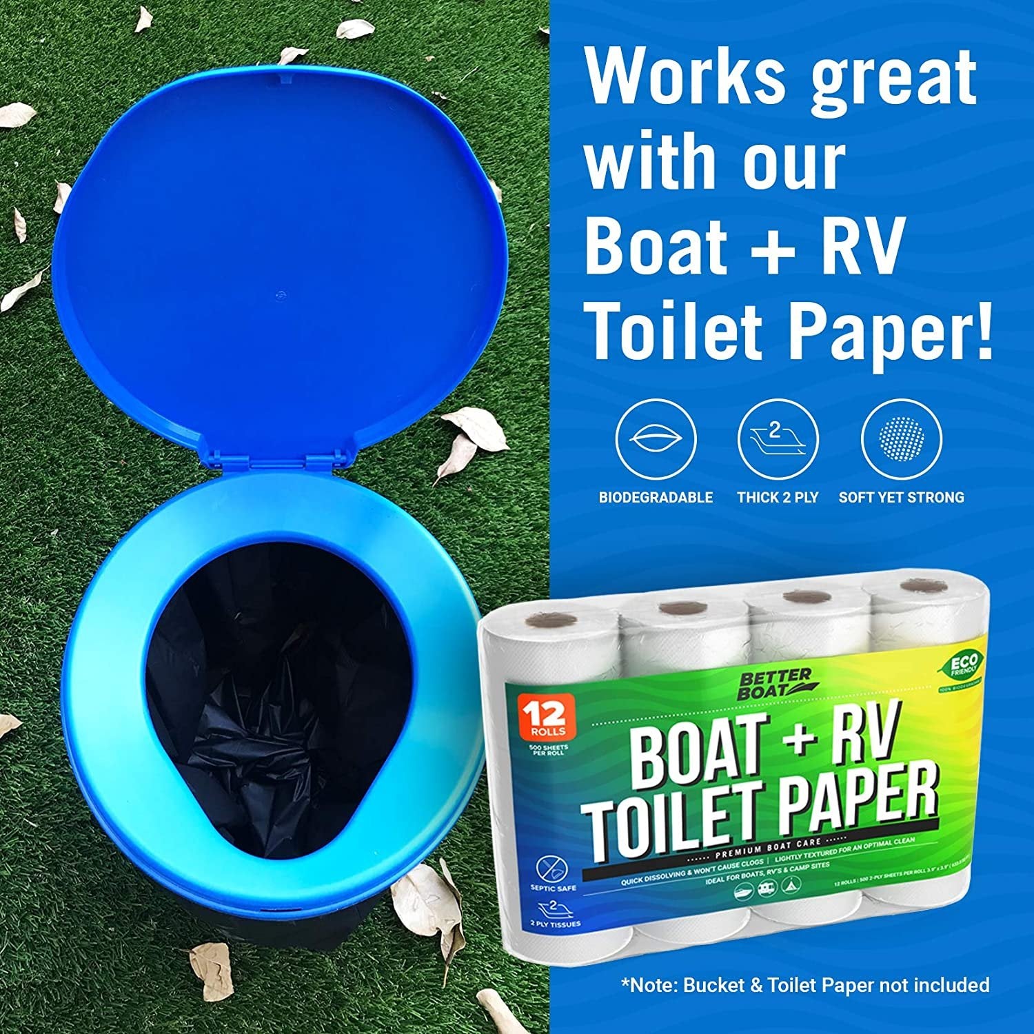 Portable Toilet for Camping Toilet Bucket Toilet Seat Set with Lid for Boating Outdoor Camp Travel Boat - Kit Potty Waste Bags and Case Cover - 5 Gal & 8 Gallon Buckets Emergency Bathroom for Adults