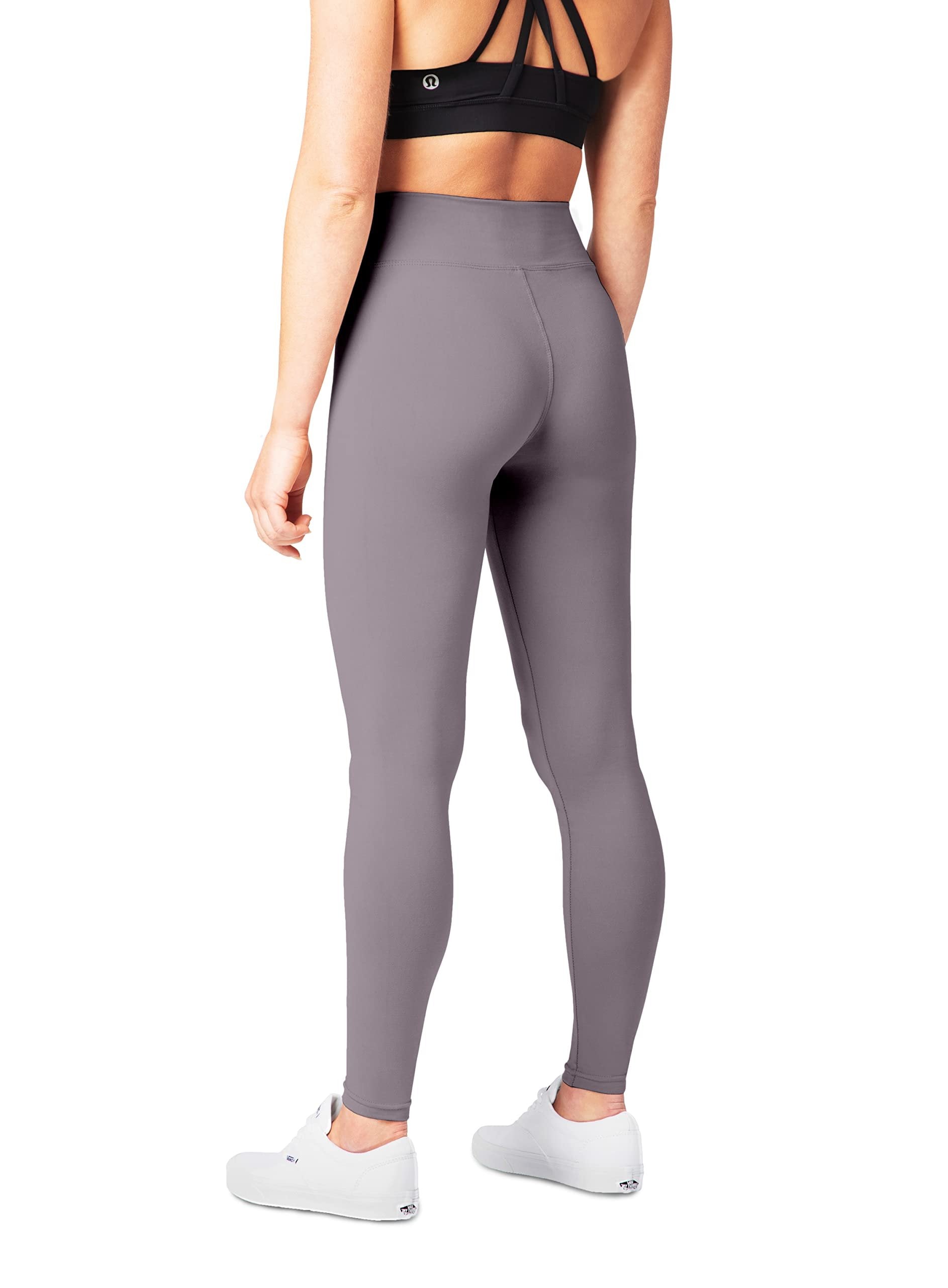 SATINA High Waisted Leggings for Women - Workout Leggings for Regular & Plus Size Women - Lilac Gray Leggings Women - Yoga Leggings for Women |3 Inch Waistband (Plus Size, Lilac Gray)