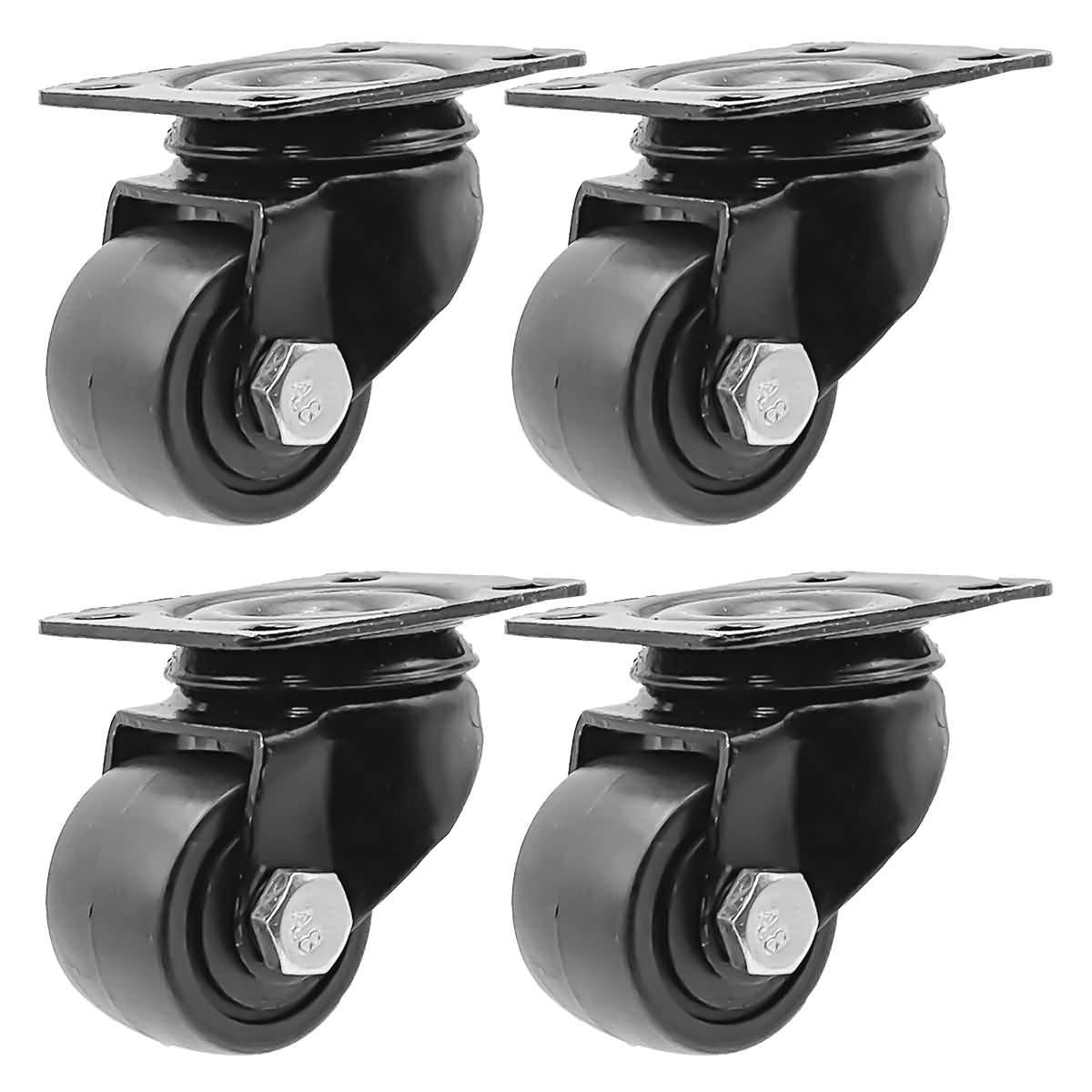 FactorDuty 2 inch Heavy Duty Polyurethane Caster Wheels Rigid Fixed Non Swivel Industrial Grade Solid Low Profile Smooth and Silent 1000LB Capacity Pack of 4