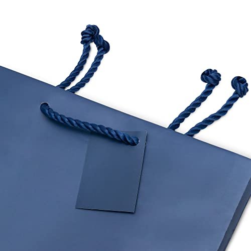 Large Navy Paper Gift Bags 10x5x13 - 12 Pack with Rope Handles - Perfect for Events, Birthdays, Weddings - Free Shipping!