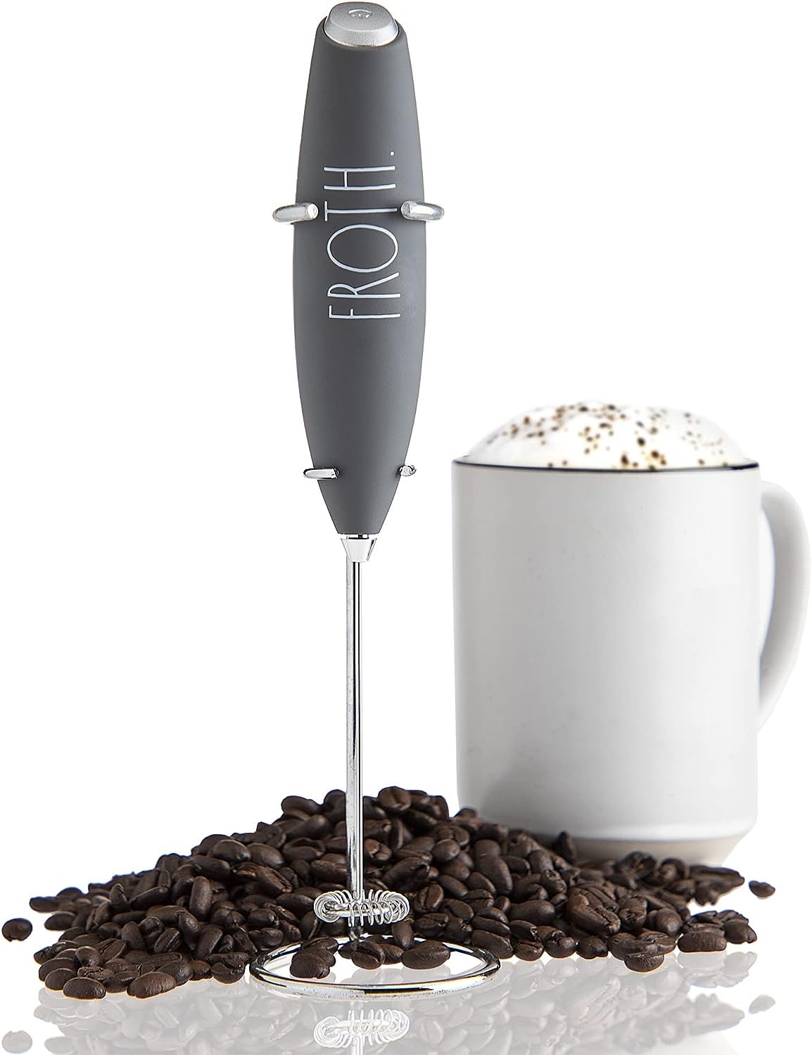 Rae Dunn Milk Frother- Handheld Electric Drink Mixer, Handheld Electric Milk Frother, Coffee Frother, Hand Blender, Frappe Maker, Handheld Latte Maker Milk Foamer (Black)